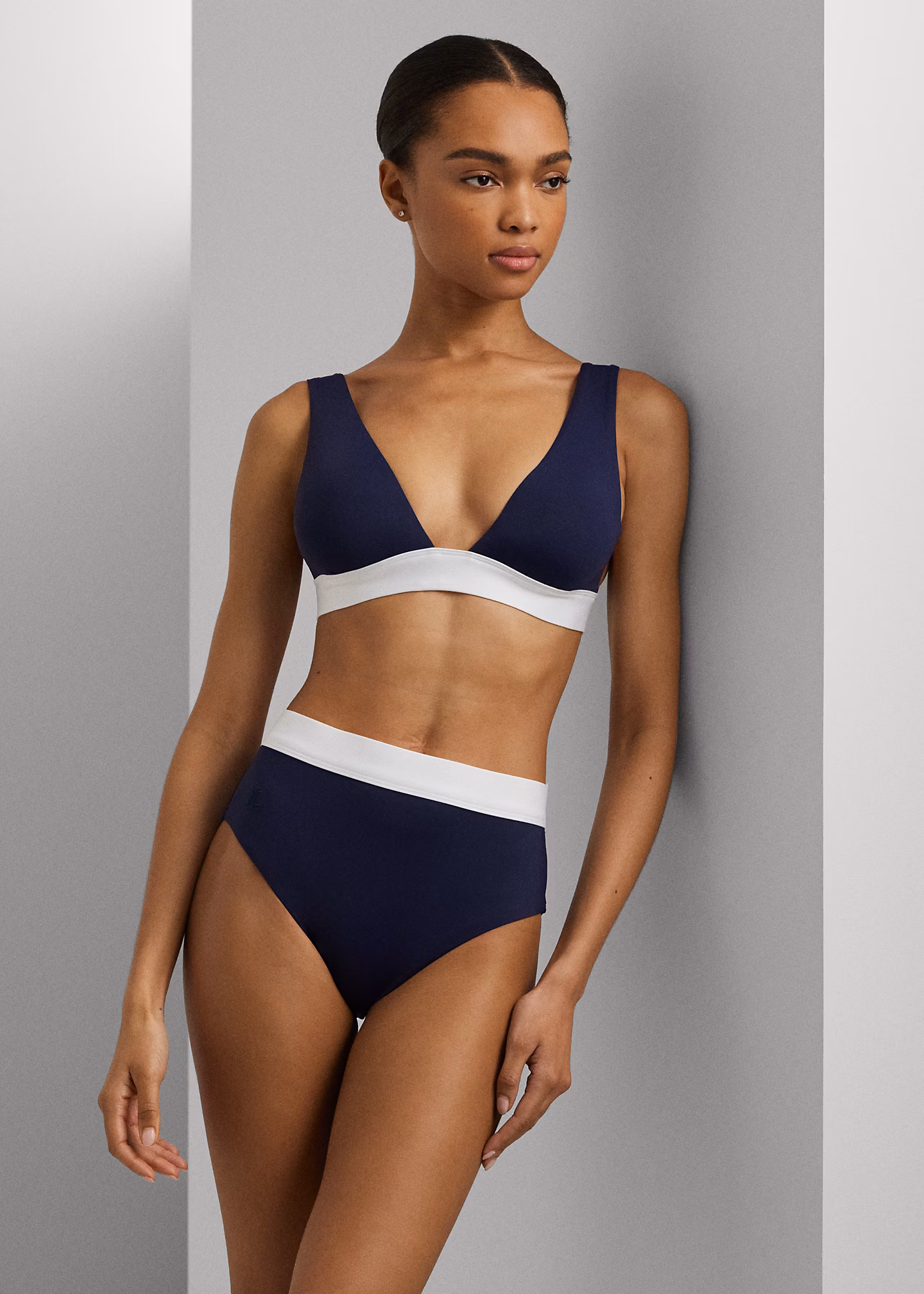 Zweifarbige Bikinihose mit hoher Taille - RALPH LAUREN OUTLET