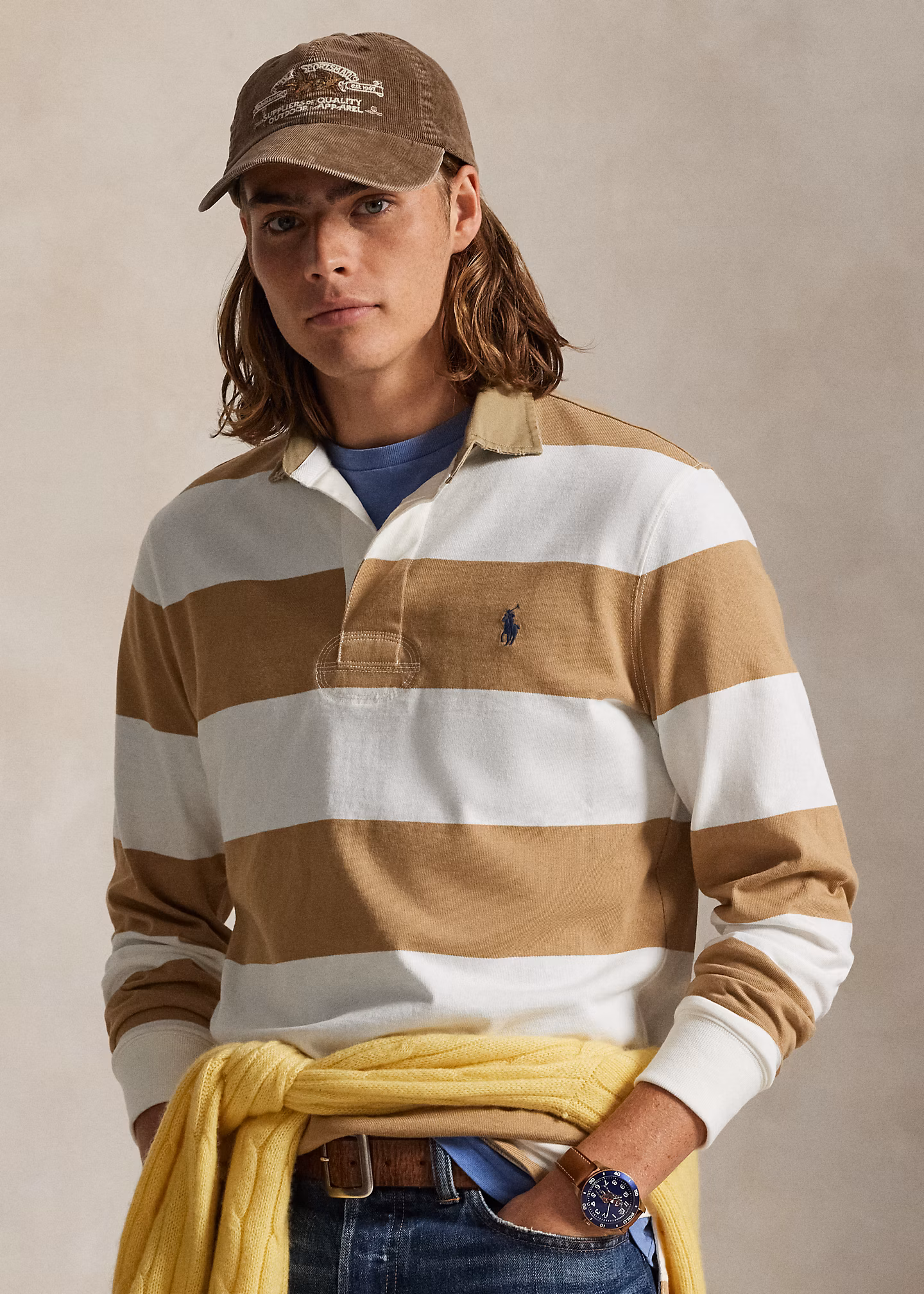 Classic-Fit Rugbyhemd mit Khaki-Kragen - RALPH LAUREN OUTLET