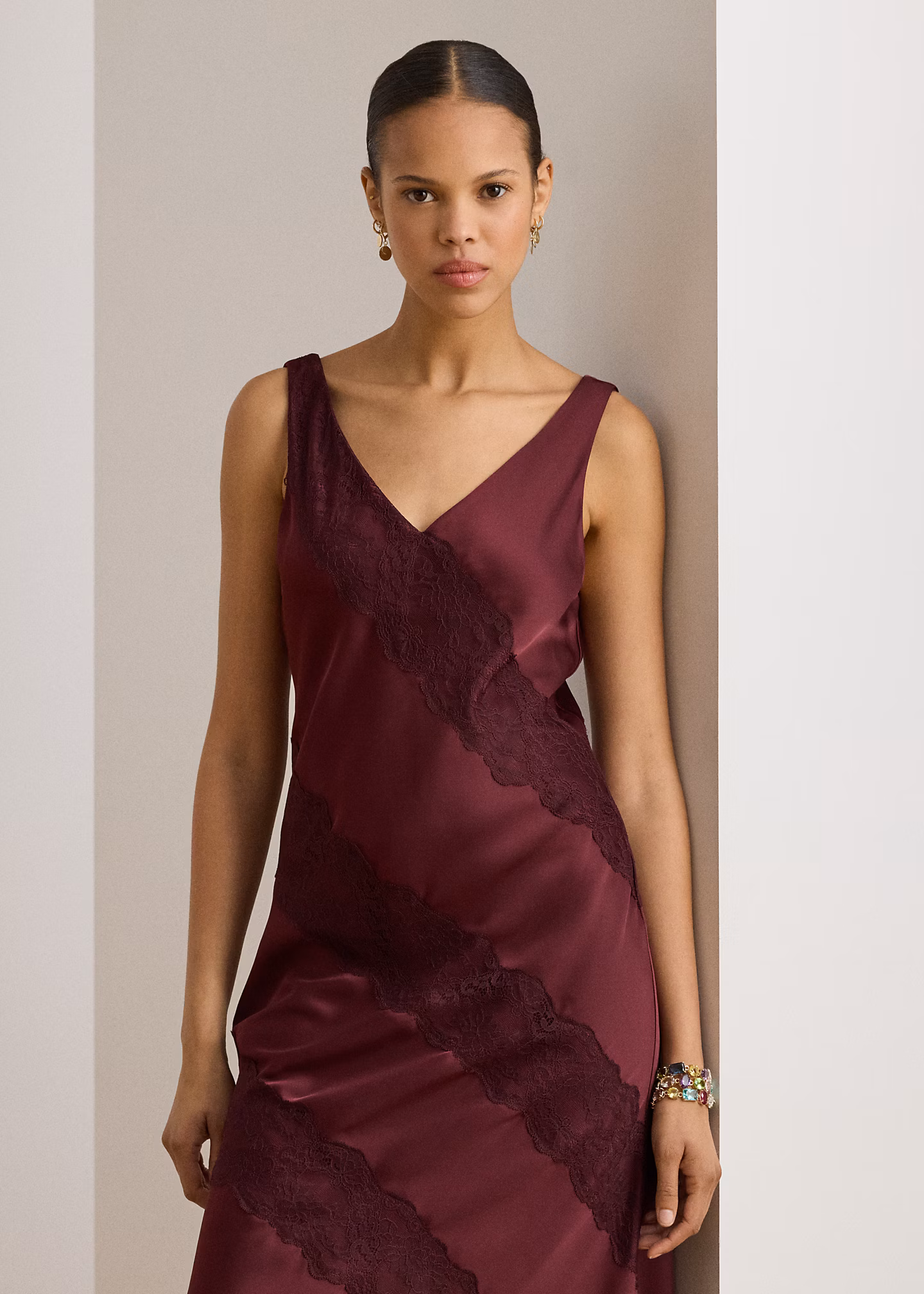 Charmeuse-Cocktailkleid mit Spitze - RALPH LAUREN OUTLET