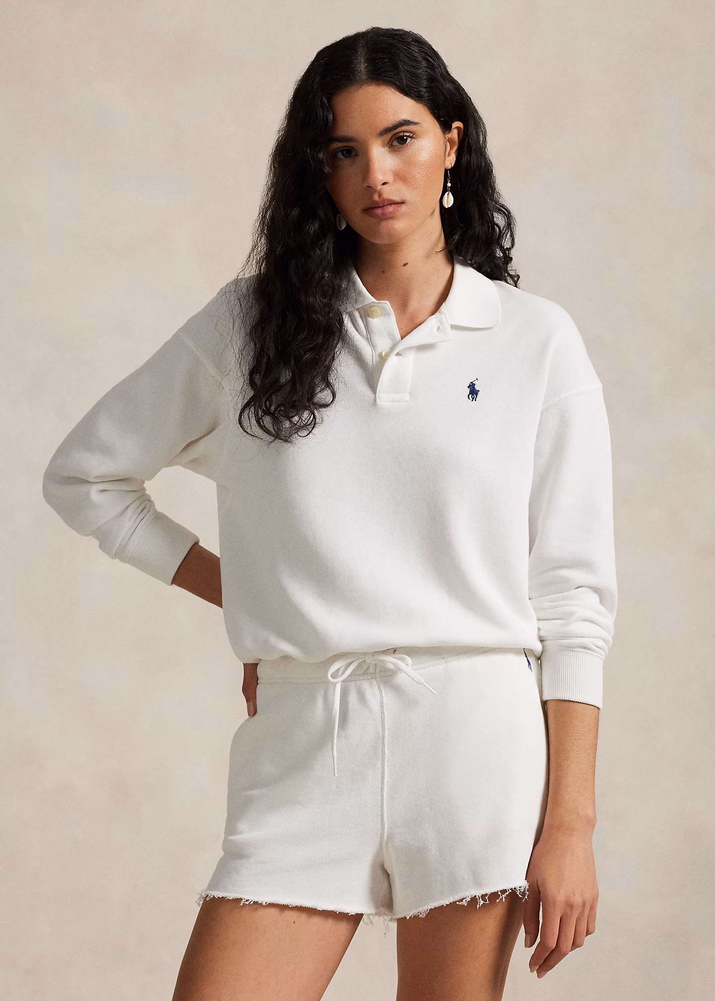 Leichtes Langarm-Poloshirt aus Fleece - RALPH LAUREN OUTLET