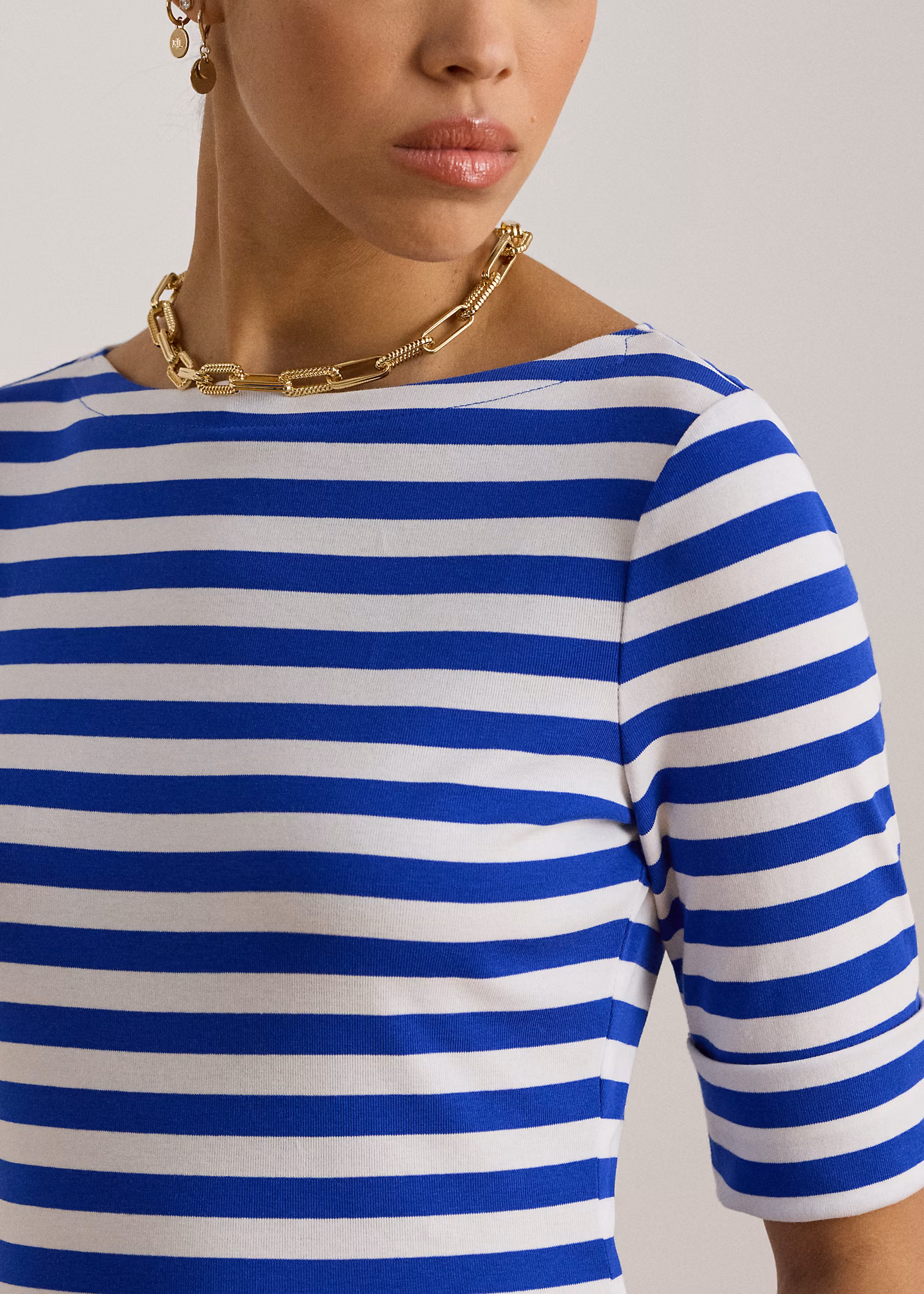 Baumwoll-T-Shirt mit U-Boot-Ausschnitt - RALPH LAUREN OUTLET