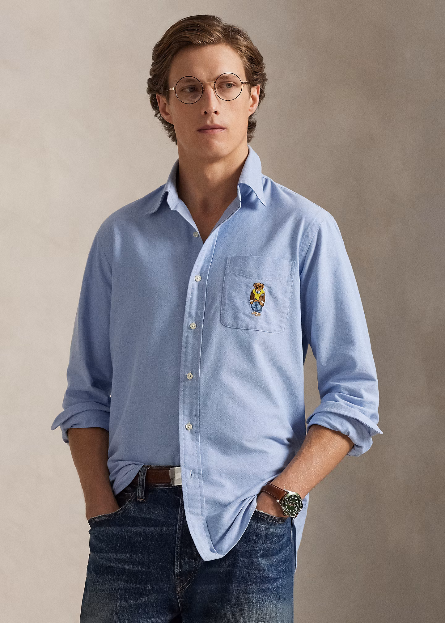 Custom-Fit Oxfordhemd mit Polo Bear - RALPH LAUREN OUTLET