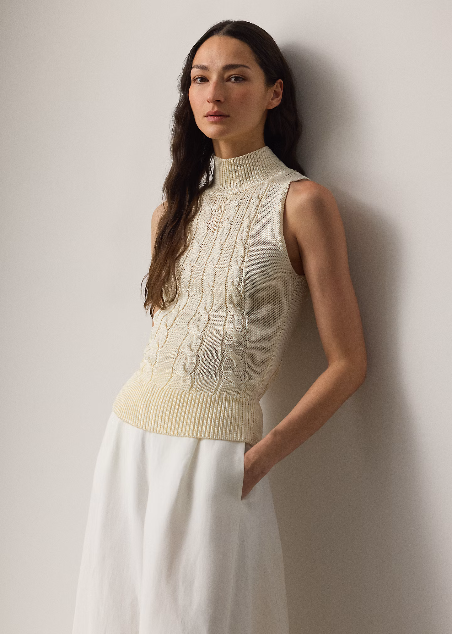 Ärmelloser Rollkragenpullover aus Seide - RALPH LAUREN OUTLET