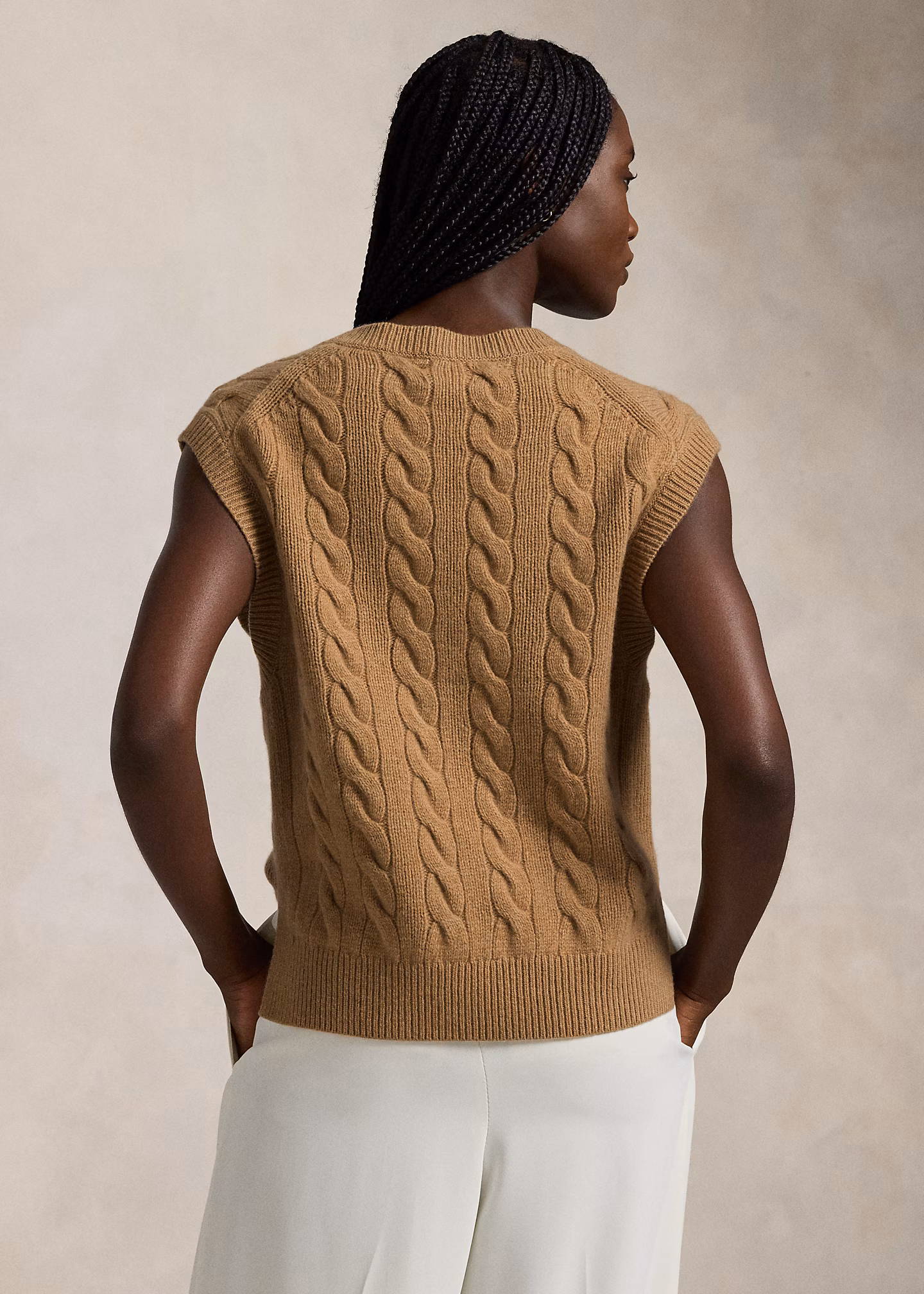 Woll-Kaschmir-Pullunder mit Zopfmuster - RALPH LAUREN OUTLET