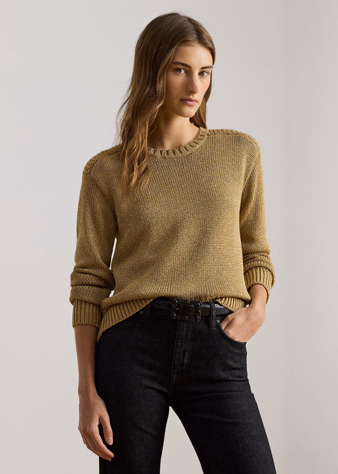 Metallic-Rundhalspullover mit Baumwolle - RALPH LAUREN OUTLET