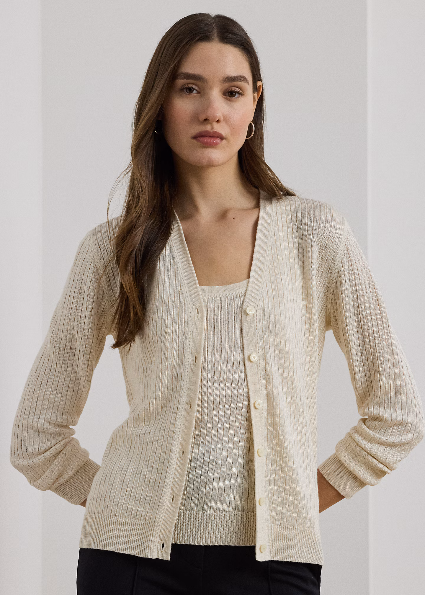 Gerippte Strickjacke aus Leinenmischung - RALPH LAUREN OUTLET