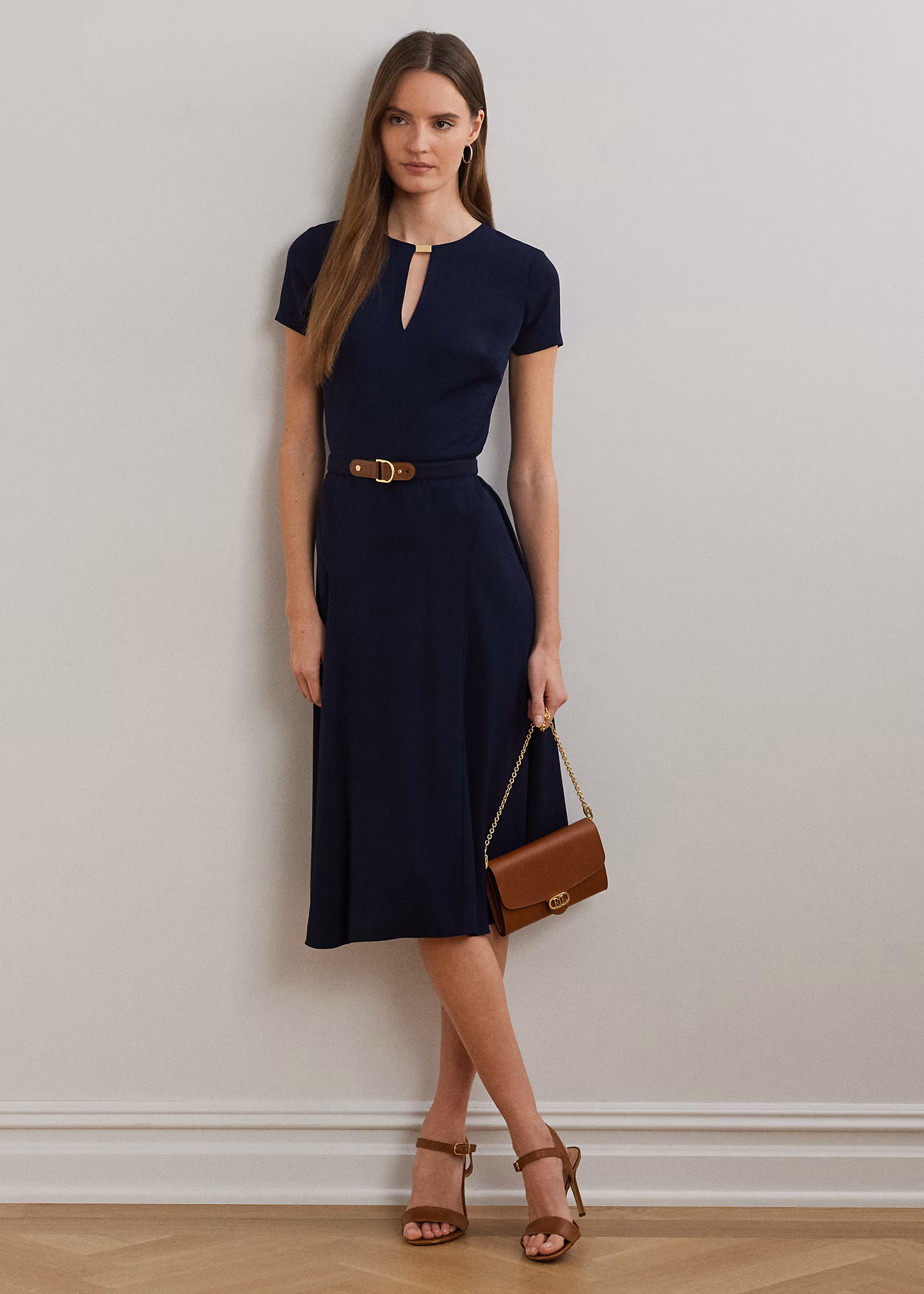 Georgettekleid mit Gürtel - RALPH LAUREN OUTLET