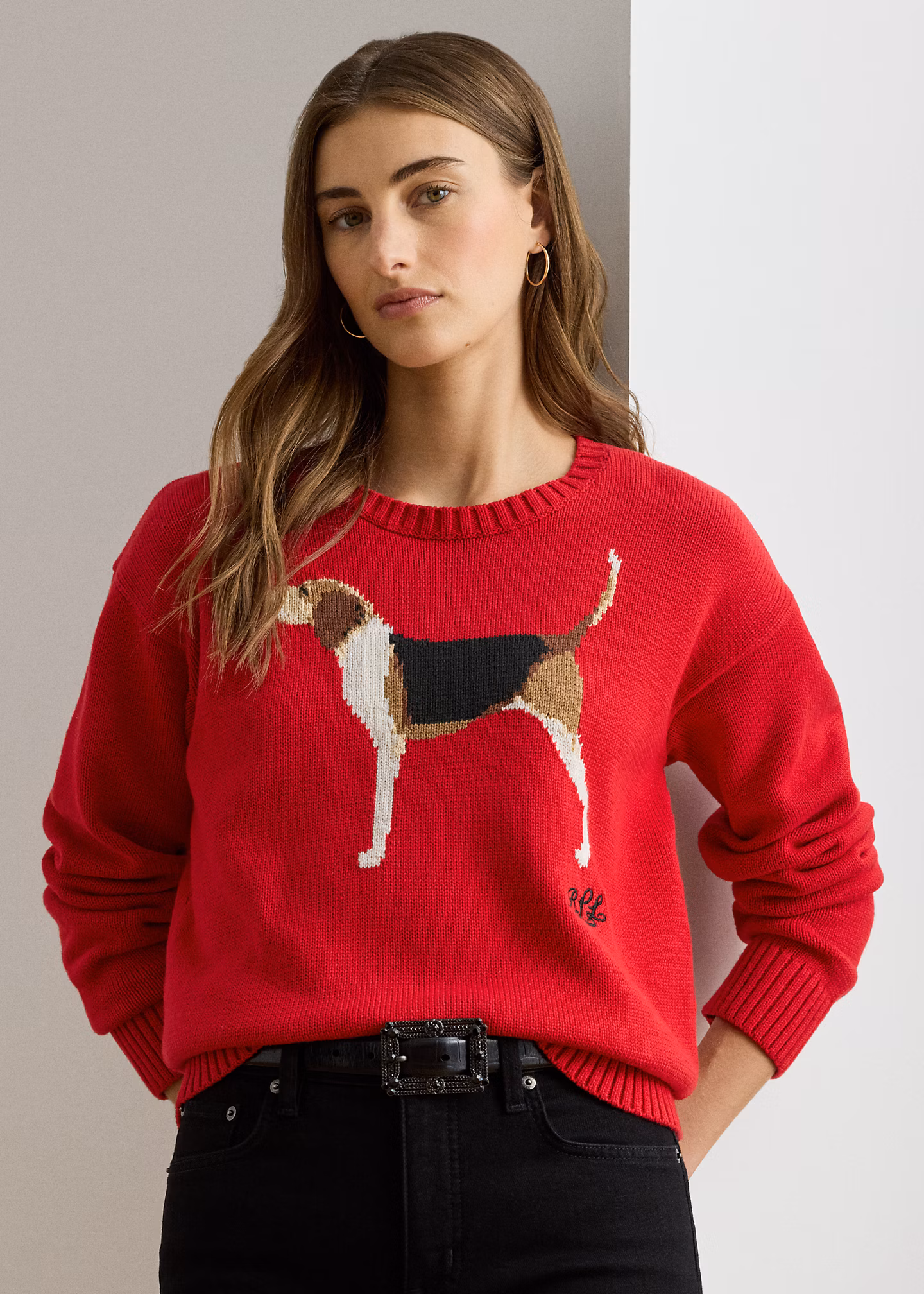 Baumwollpullover mit Foxhound-Intarsie - RALPH LAUREN OUTLET