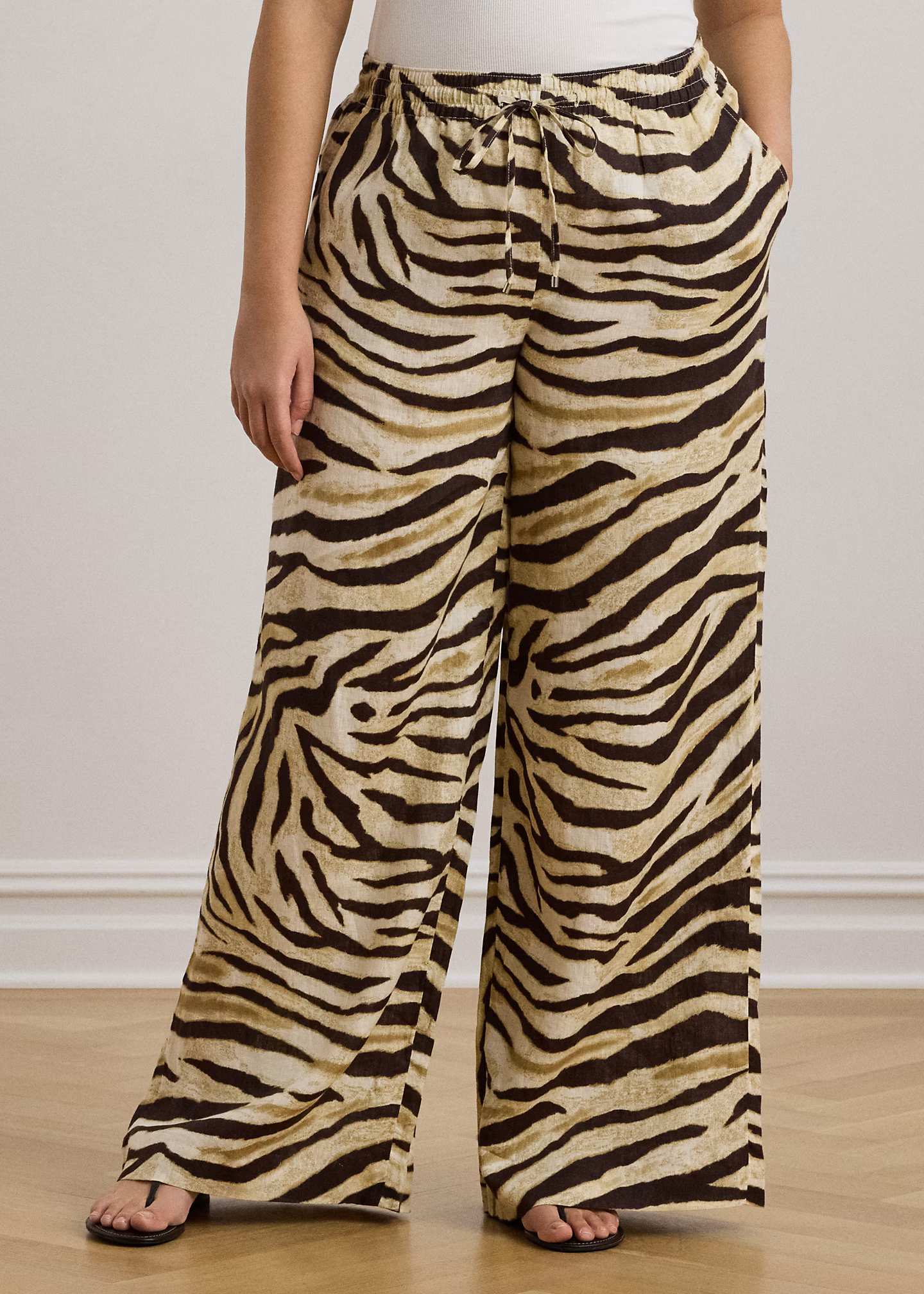 Zebra-Leinenhose mit weitem Bein - RALPH LAUREN OUTLET