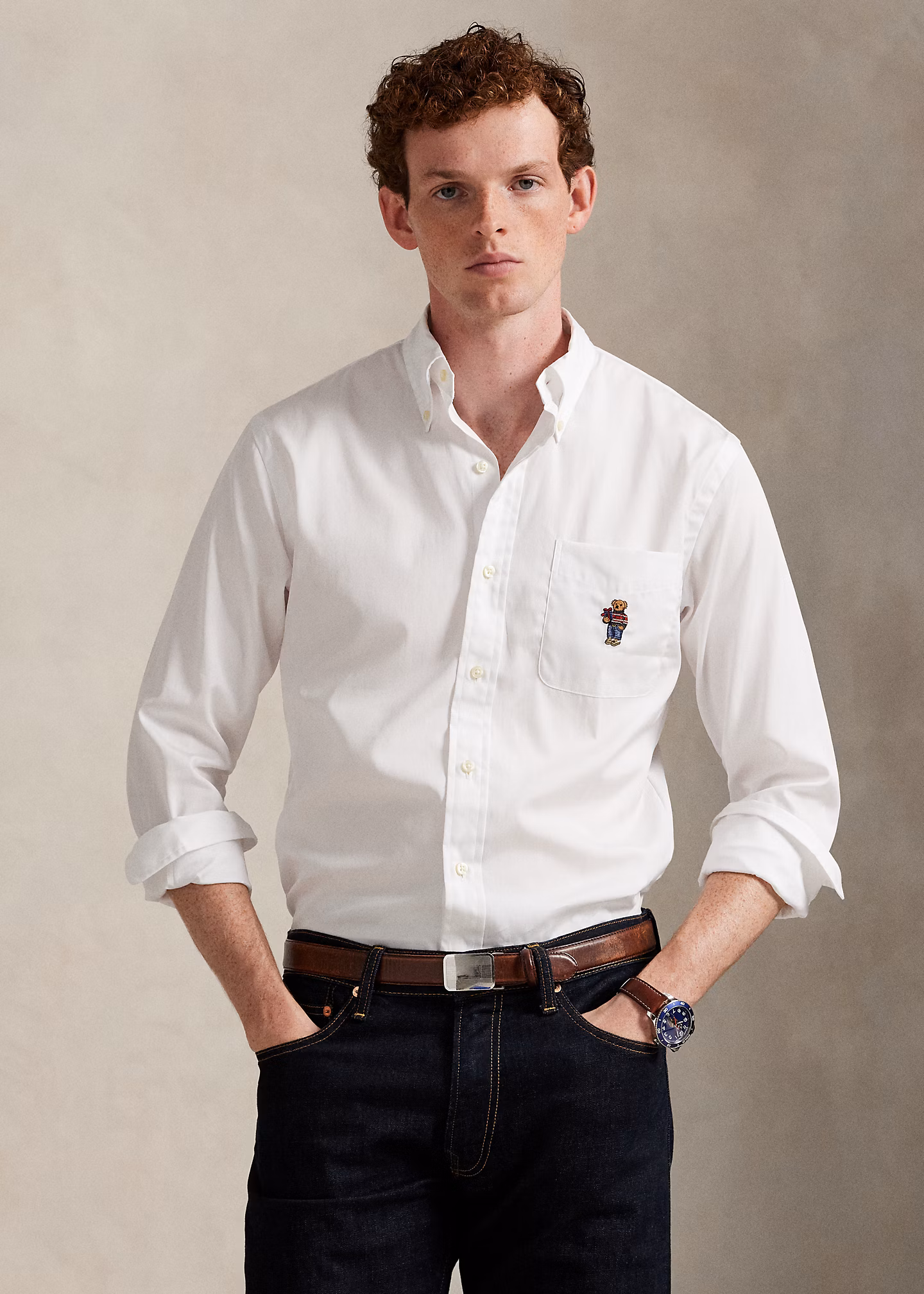 Custom-Fit Popelinehemd mit Polo Bear - RALPH LAUREN OUTLET