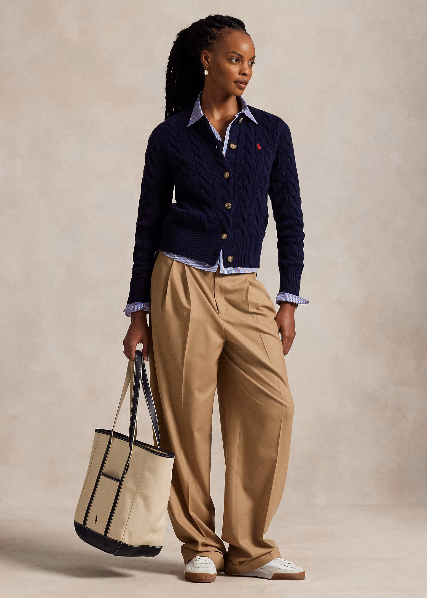 Woll-Kaschmirstrickjacke mit Zopfmuster - RALPH LAUREN OUTLET