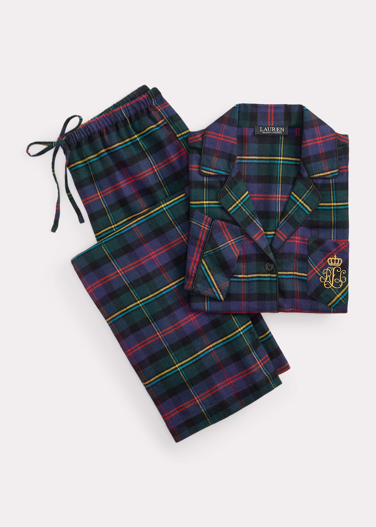 Karierter Pyjama aus angerautem Twill - RALPH LAUREN OUTLET