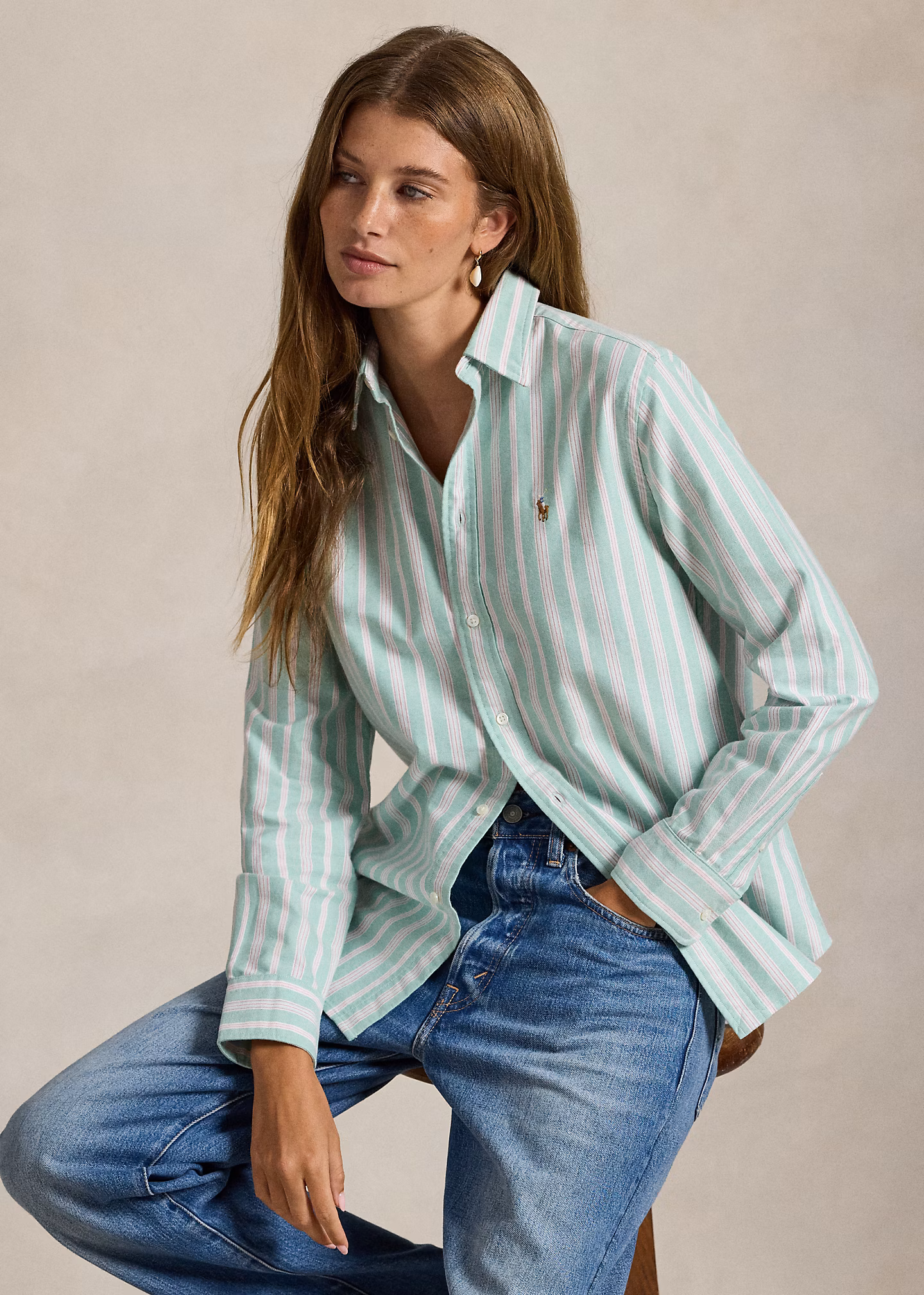 Gestreiftes Baumwoll-Oxfordhemd - RALPH LAUREN OUTLET