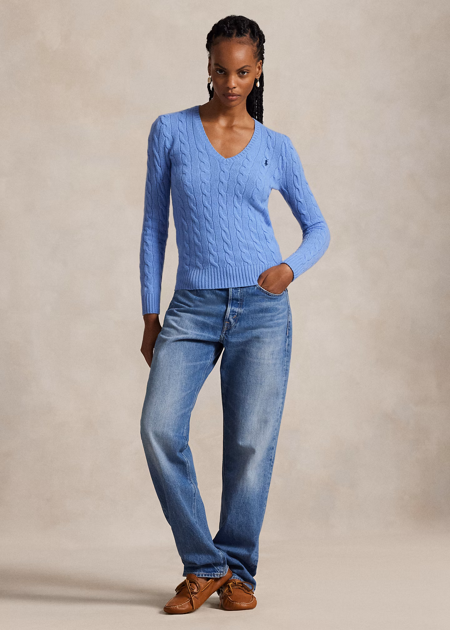 Woll-Kaschmir-Pullover mit Zopfmuster - RALPH LAUREN OUTLET