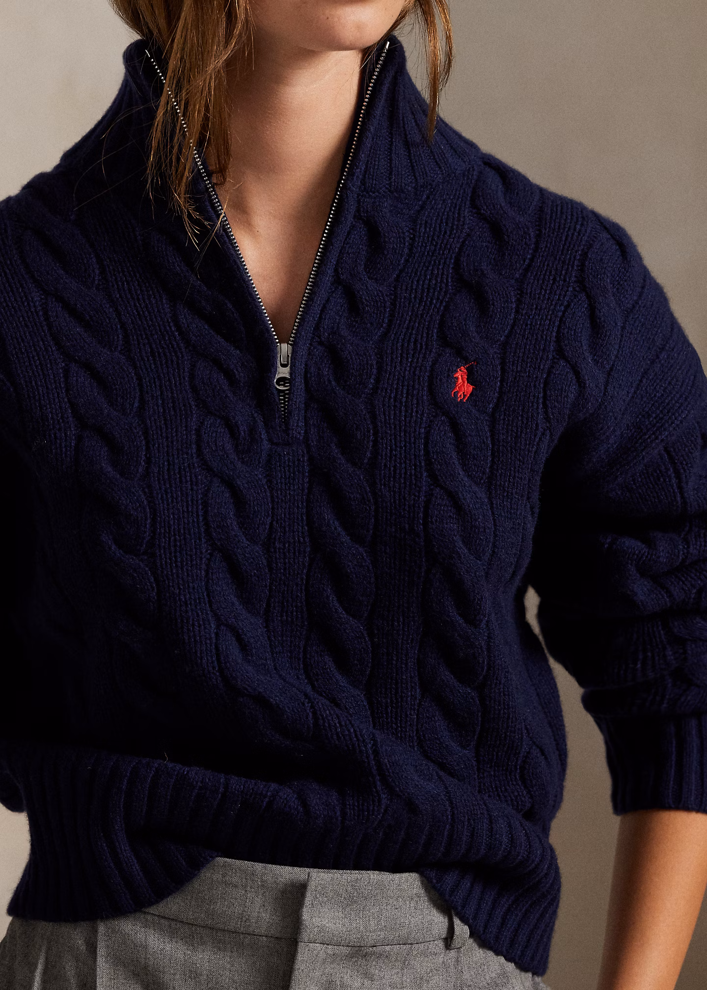 Woll-Kaschmir-Pullover mit Zopfmuster - RALPH LAUREN OUTLET