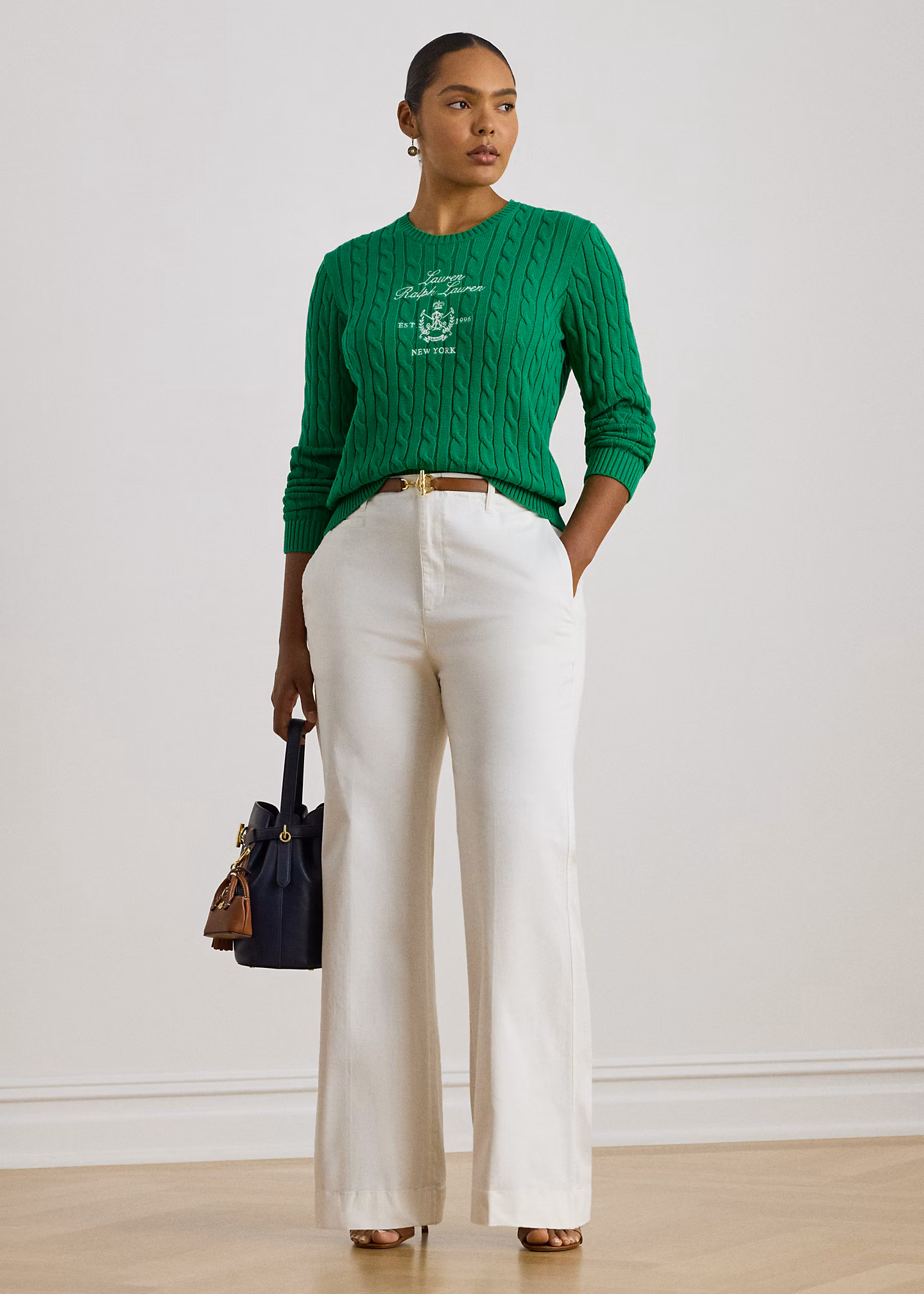 Zopfmusterpullover mit gesticktem Wappen - RALPH LAUREN OUTLET