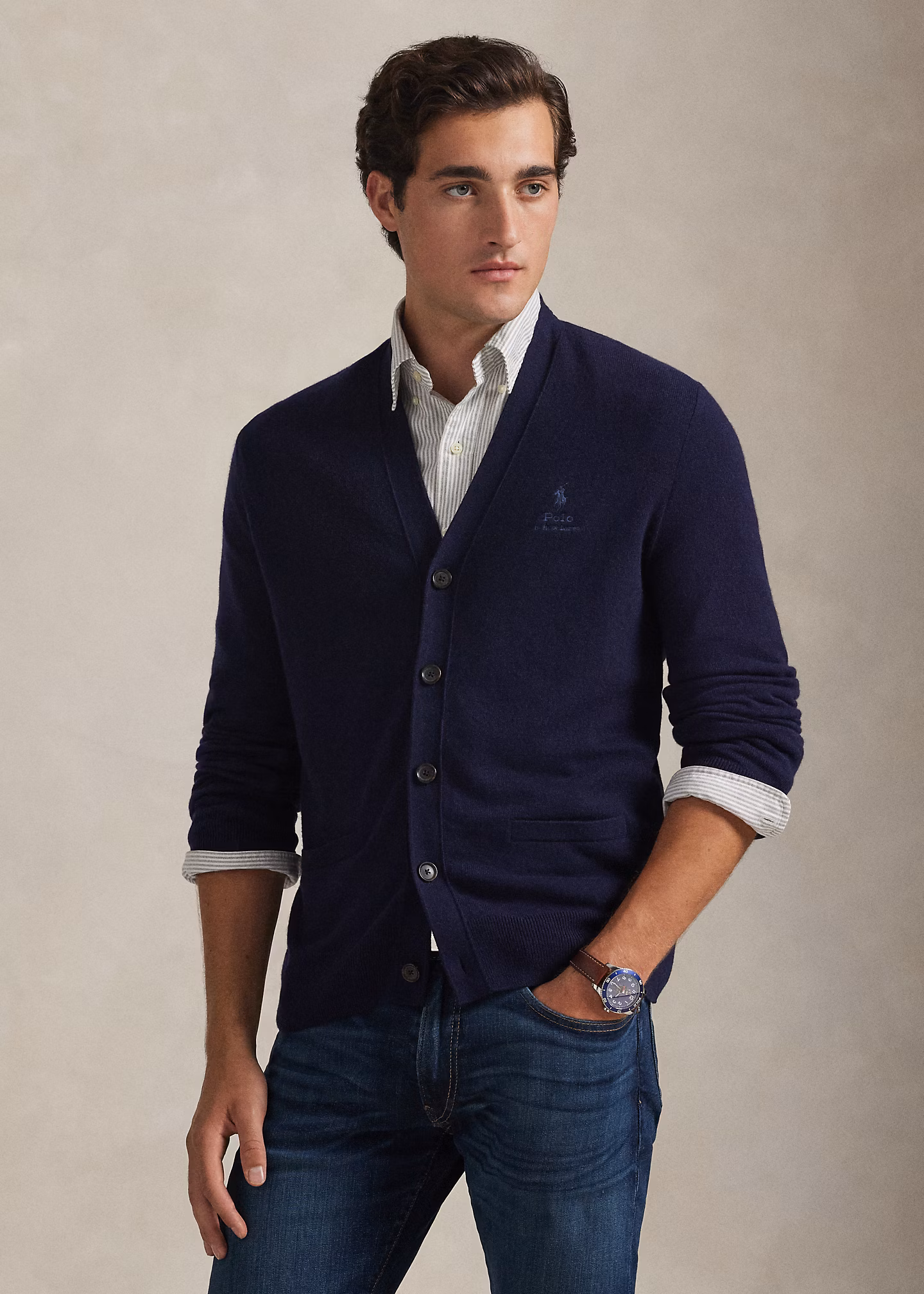 Bestickte Strickjacke mit V-Ausschnitt - RALPH LAUREN OUTLET