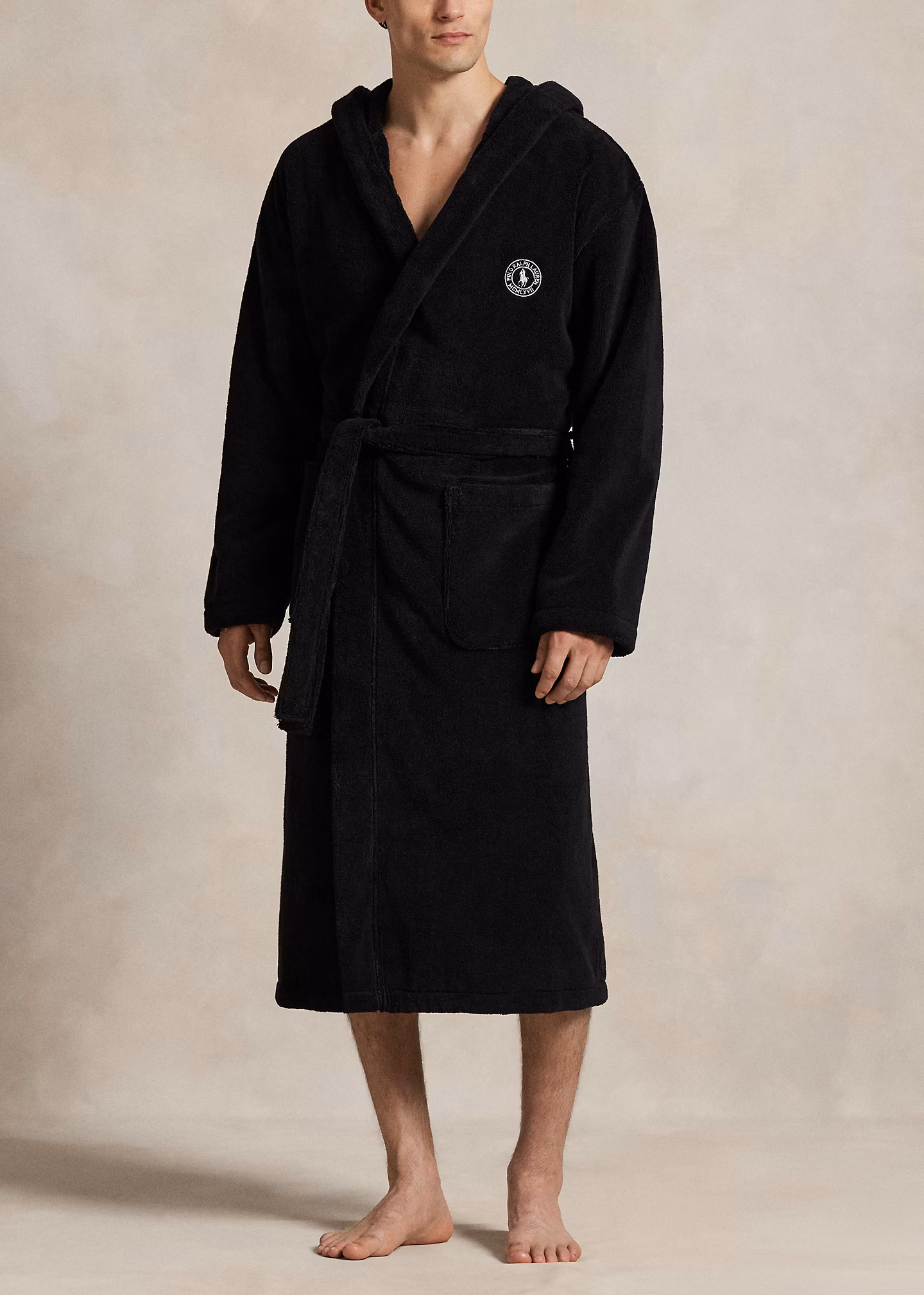 Baumwollfrottee-Bademantel mit Logo - RALPH LAUREN OUTLET