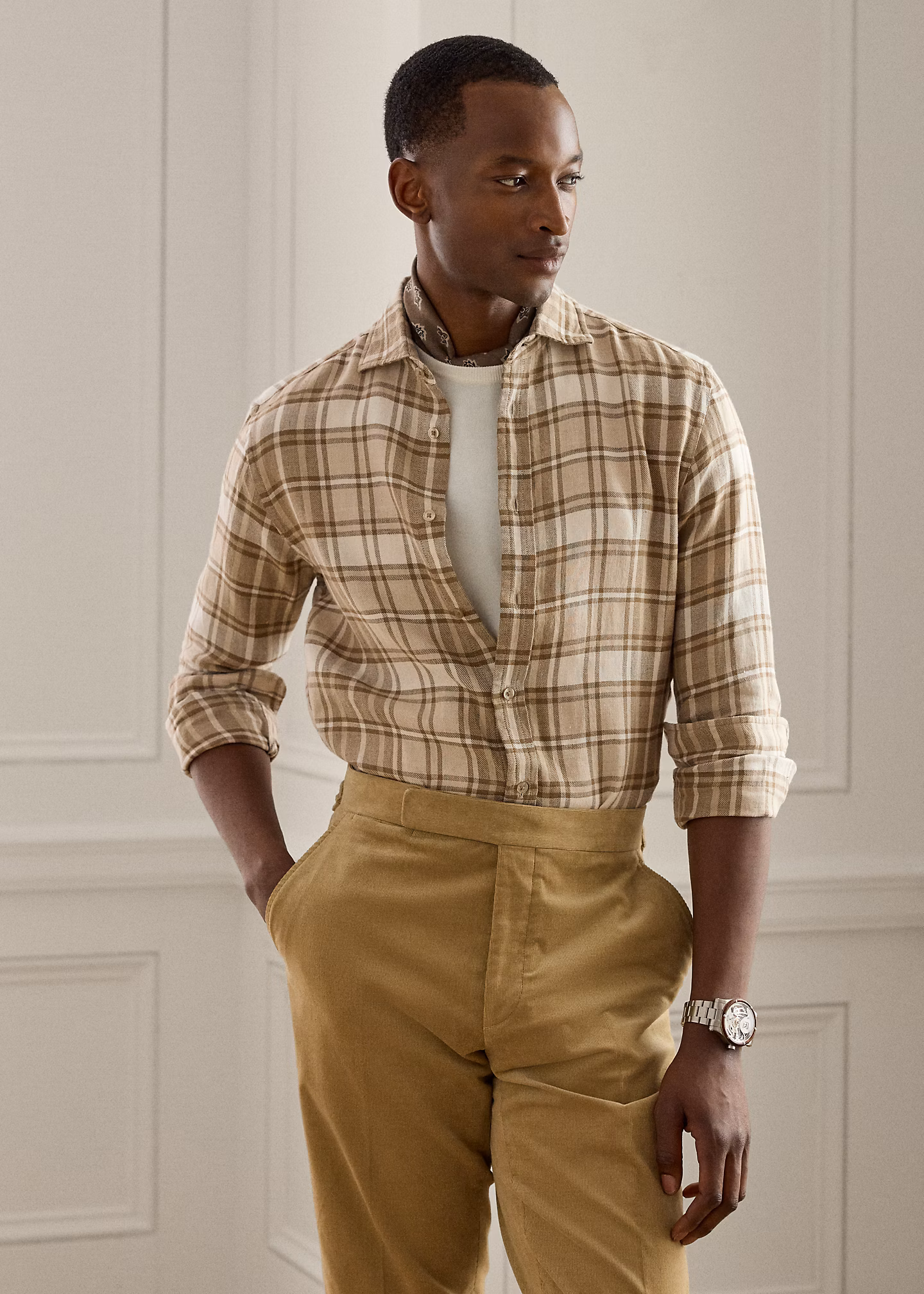 Kariertes Hemd aus Leinen-Baumwoll-Twill - RALPH LAUREN OUTLET