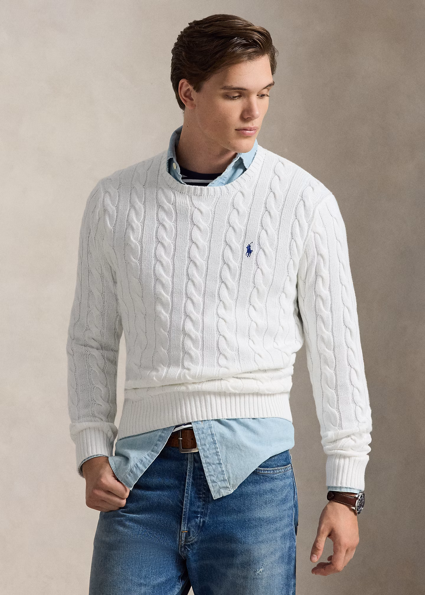 Baumwollpullover mit Zopfmuster - RALPH LAUREN OUTLET