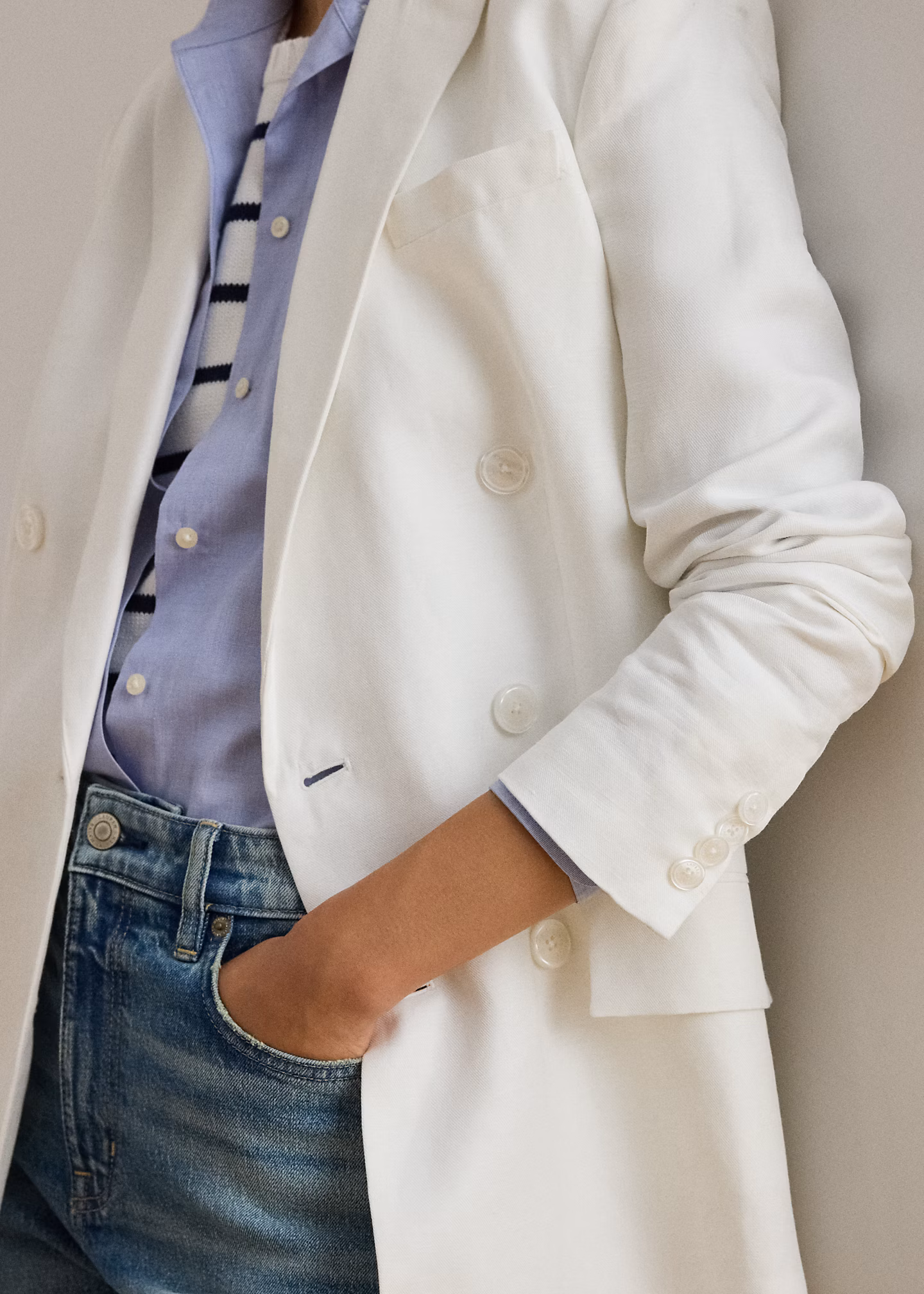 Zweireihiger Blazer aus Leinen-Twill - RALPH LAUREN OUTLET