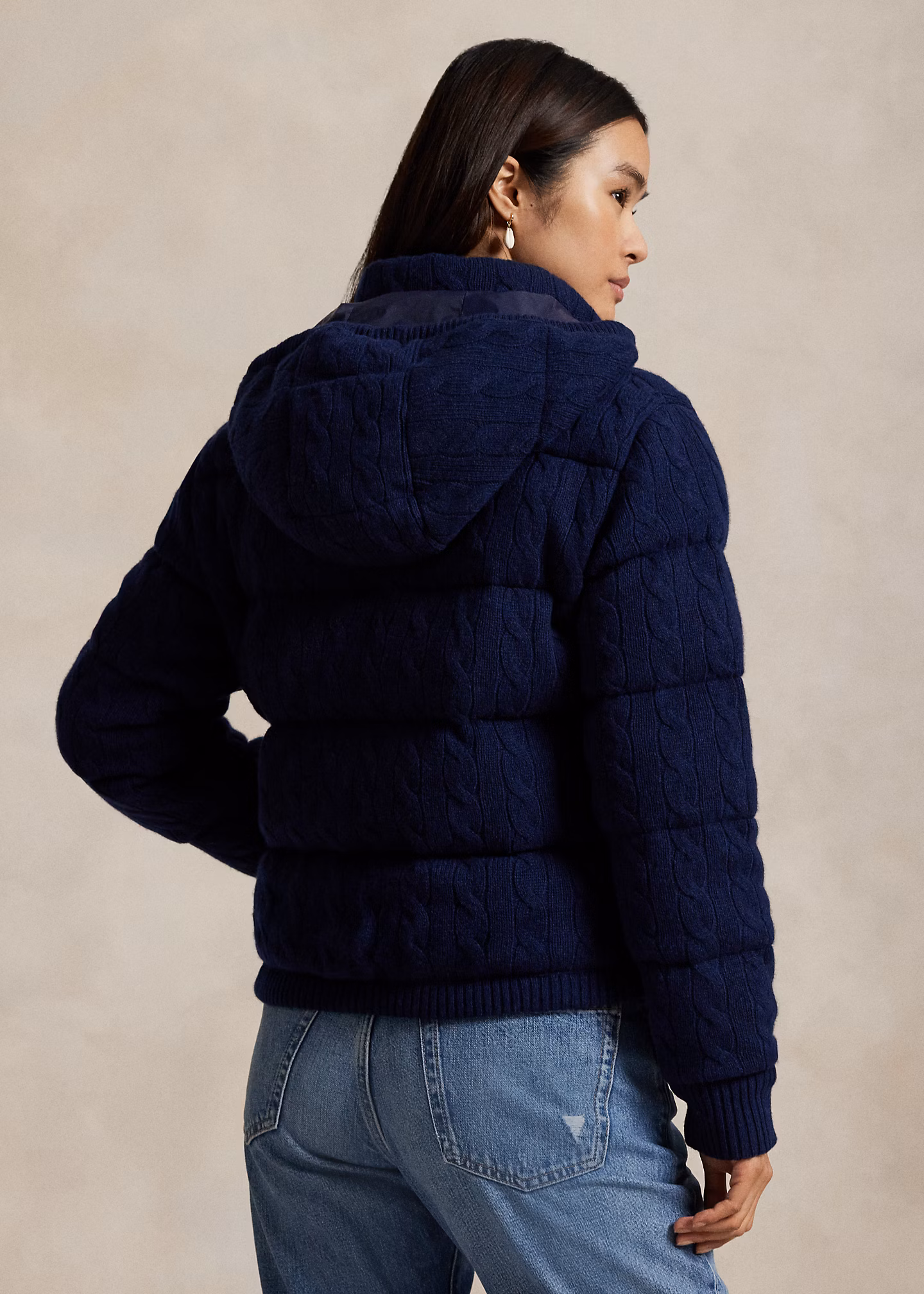 Woll-Kaschmir-Pufferjacke mit Zopfmuster - RALPH LAUREN OUTLET
