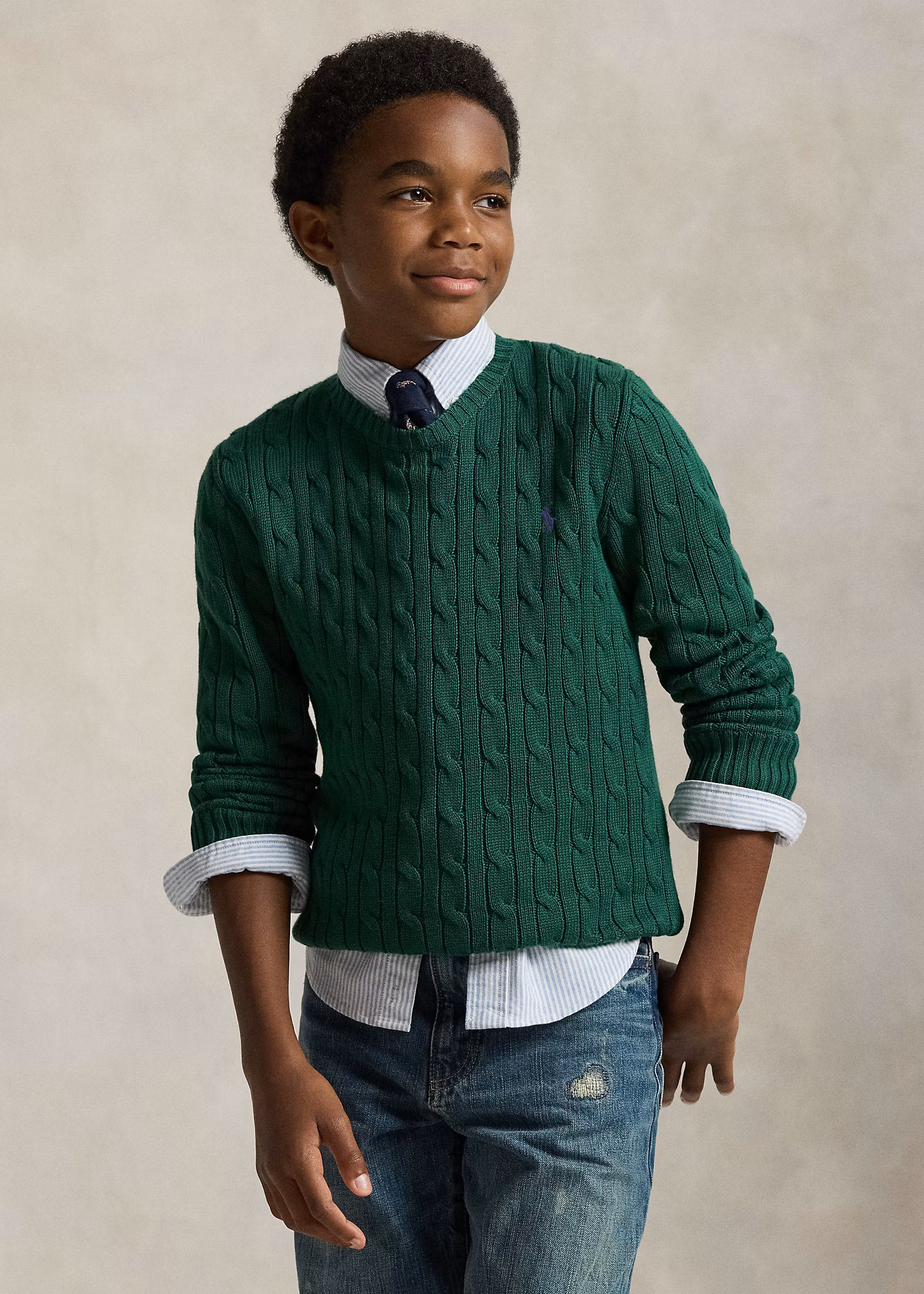 Baumwollpullover mit Zopfmuster - RALPH LAUREN OUTLET