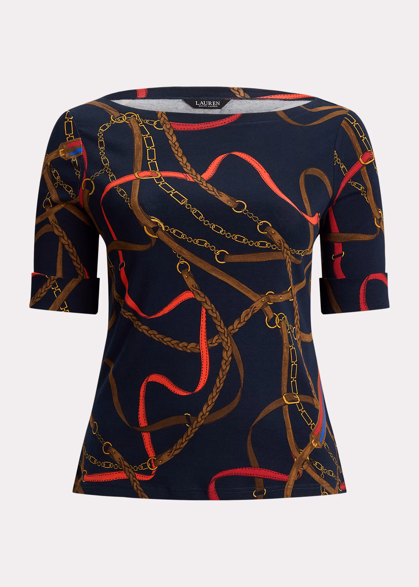 Baumwoll-T-Shirt mit Gürteldruck - RALPH LAUREN OUTLET