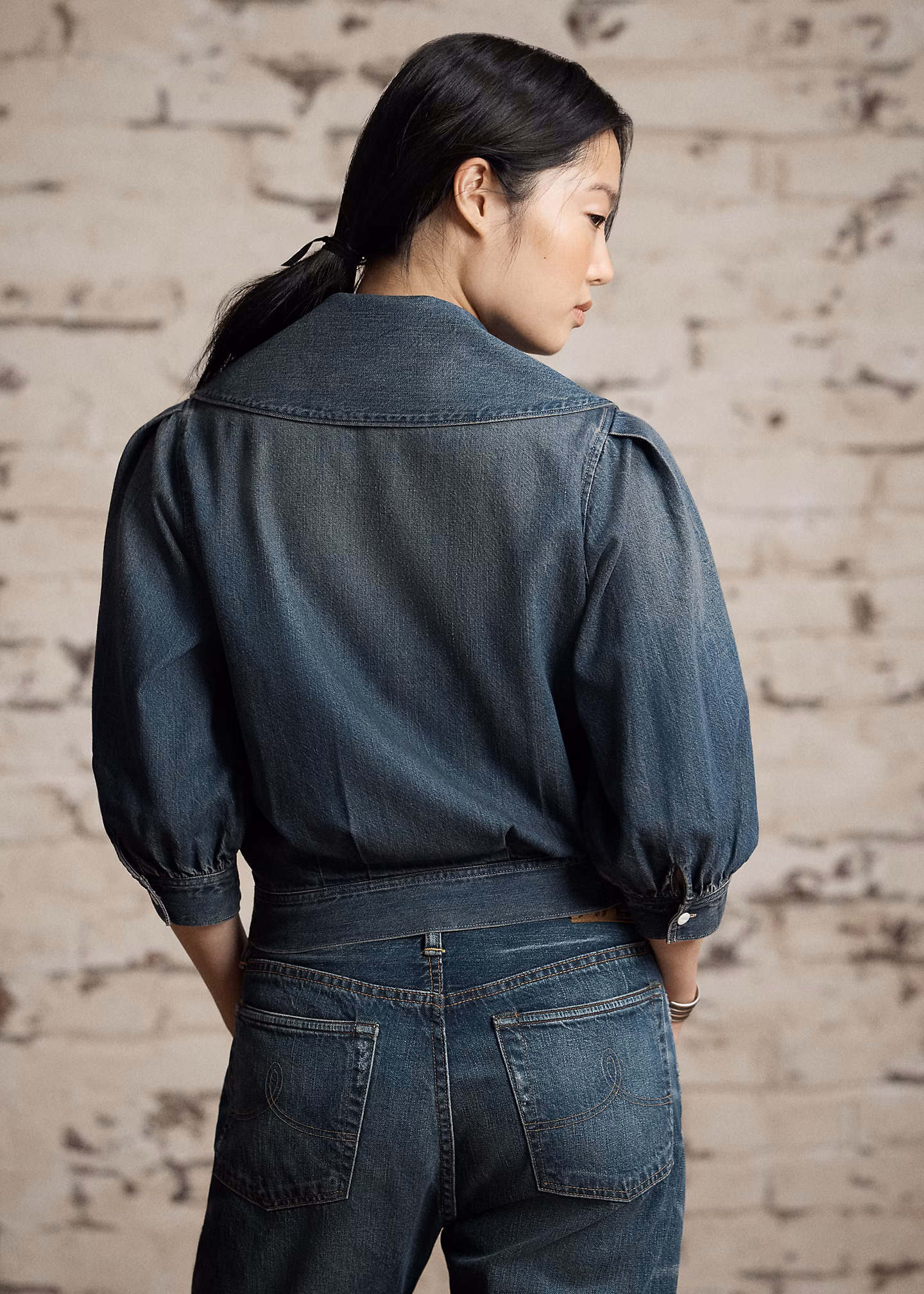 Denim-Wickelbluse in Indigo - RALPH LAUREN OUTLET