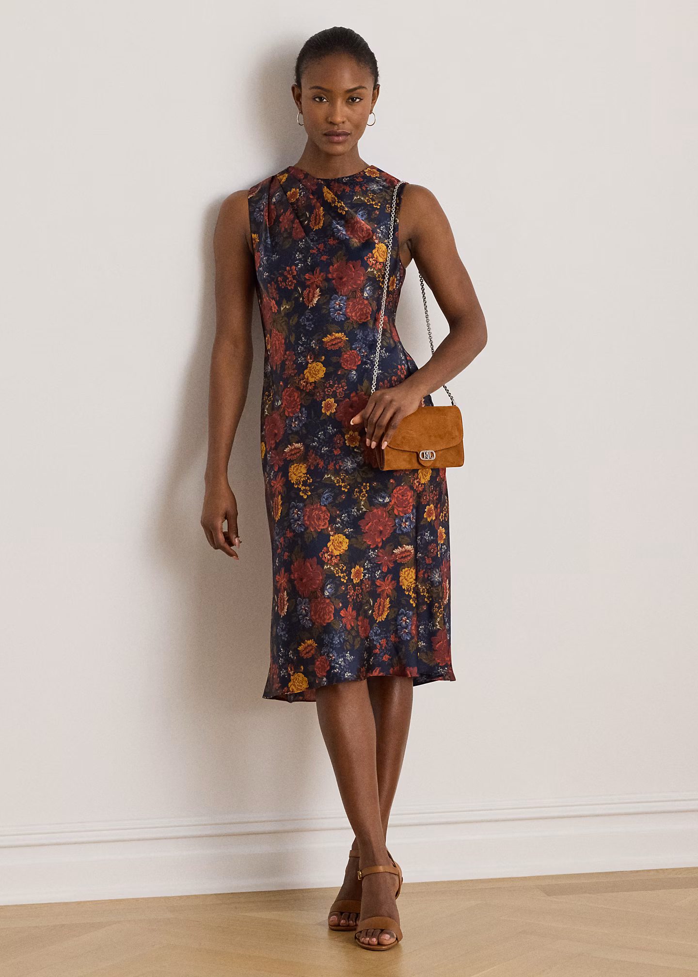 Geblümtes Cocktailkleid aus Charmeuse - RALPH LAUREN OUTLET