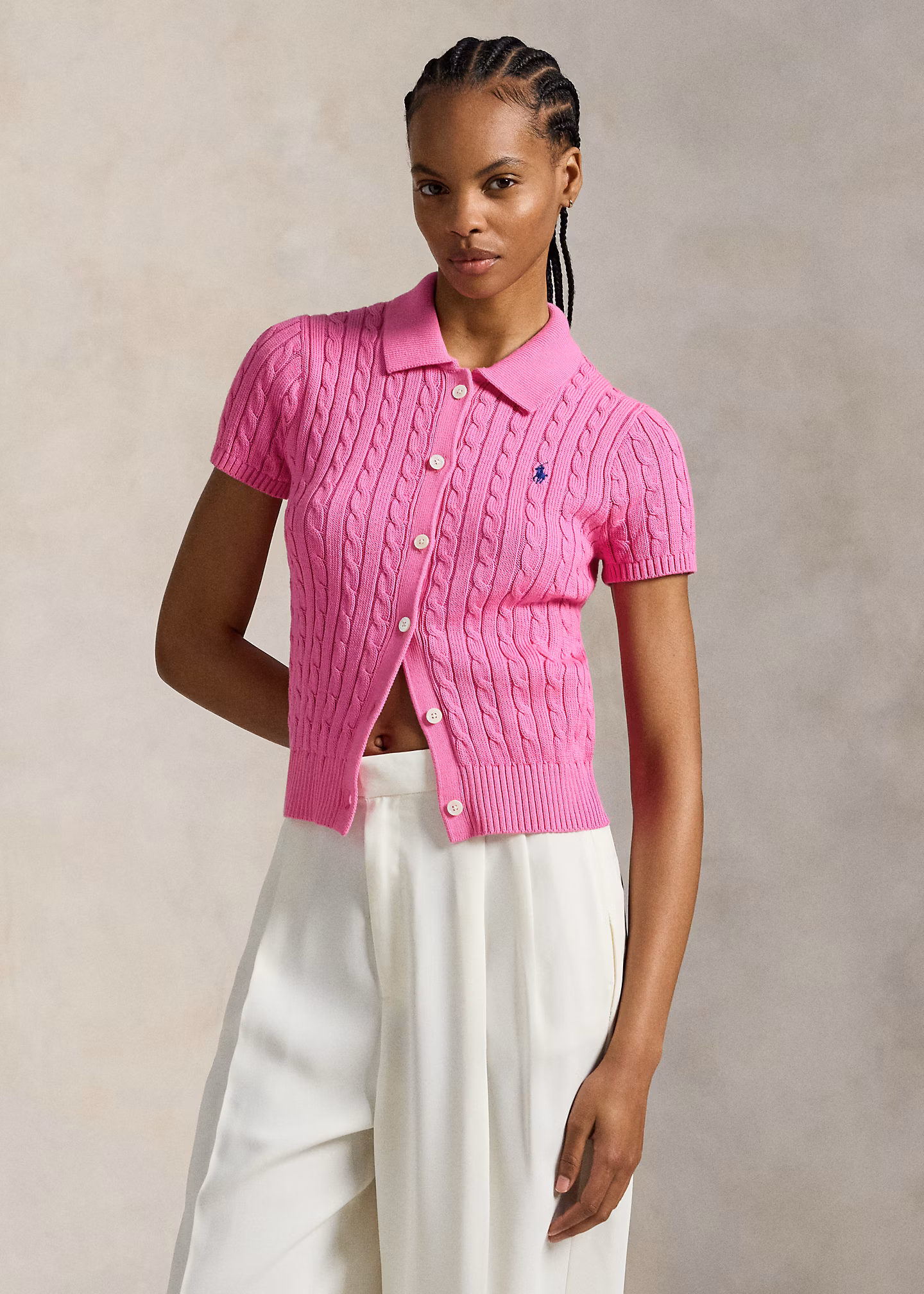 Polo-Strickjacke mit Zopfmuster - RALPH LAUREN OUTLET