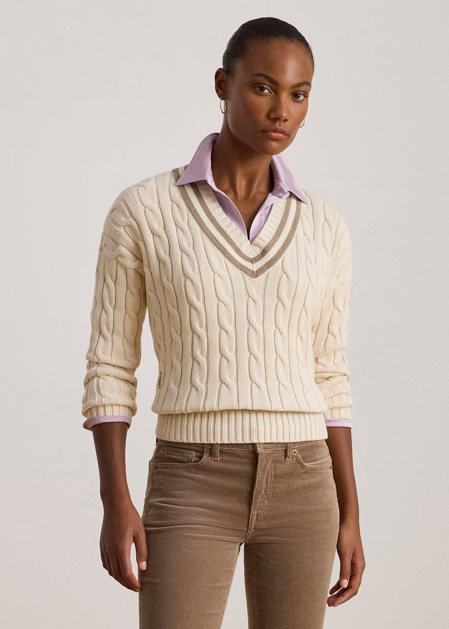 Baumwoll-Cricketpullover mit Zopfmuster - RALPH LAUREN OUTLET