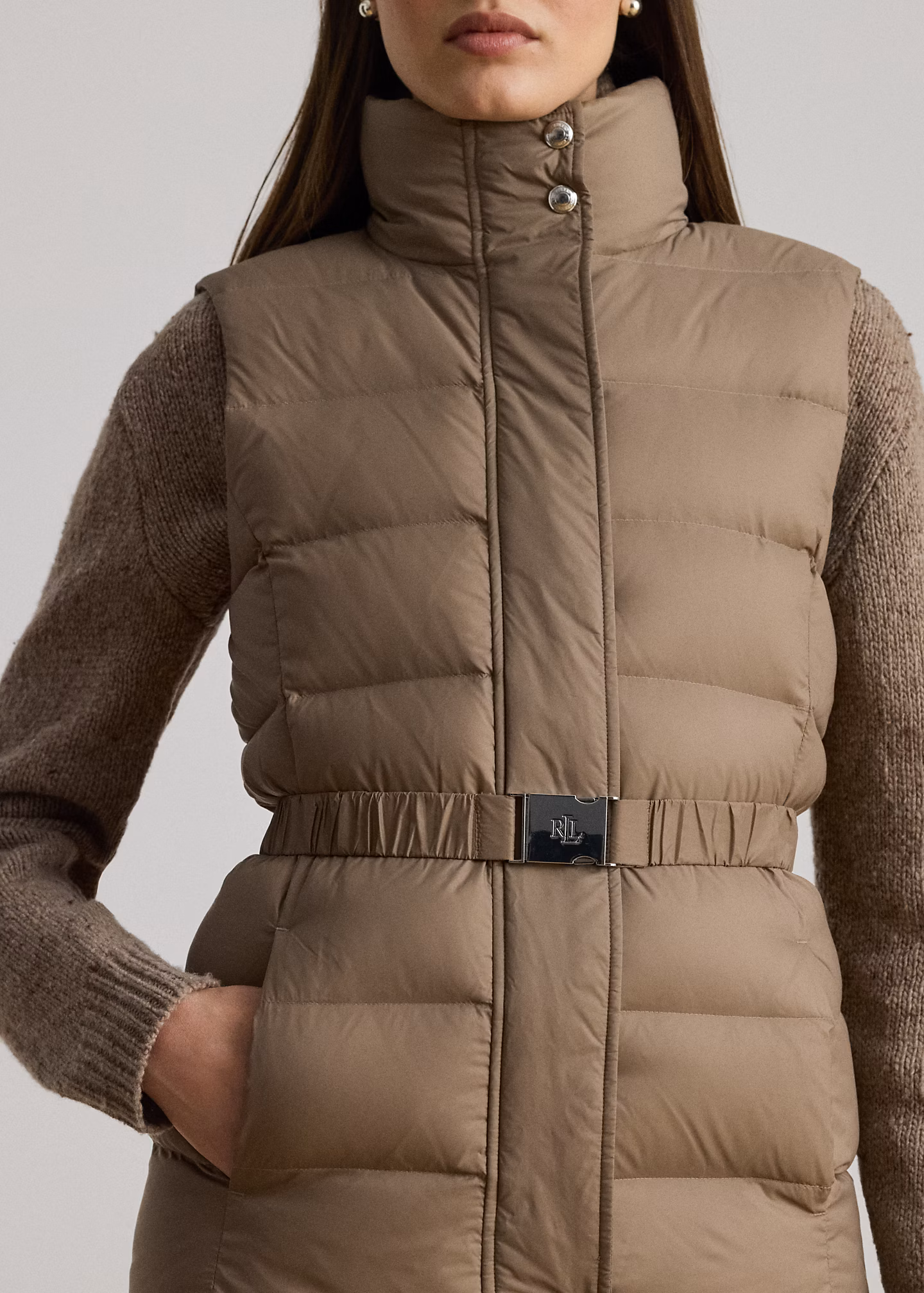 Doppelt gesteppte Daunenweste mit Gürtel - RALPH LAUREN OUTLET