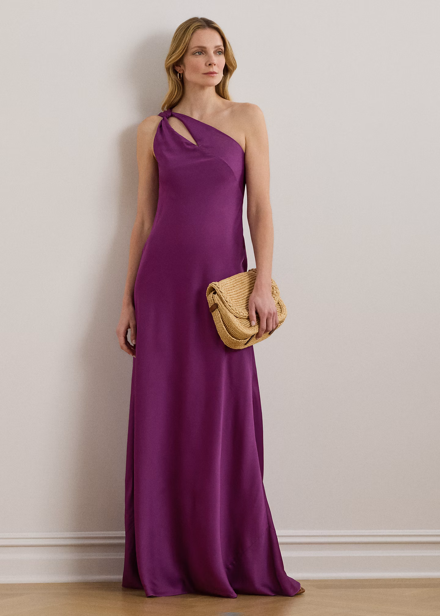 Einschultriges Abendkleid aus Charmeuse - RALPH LAUREN OUTLET