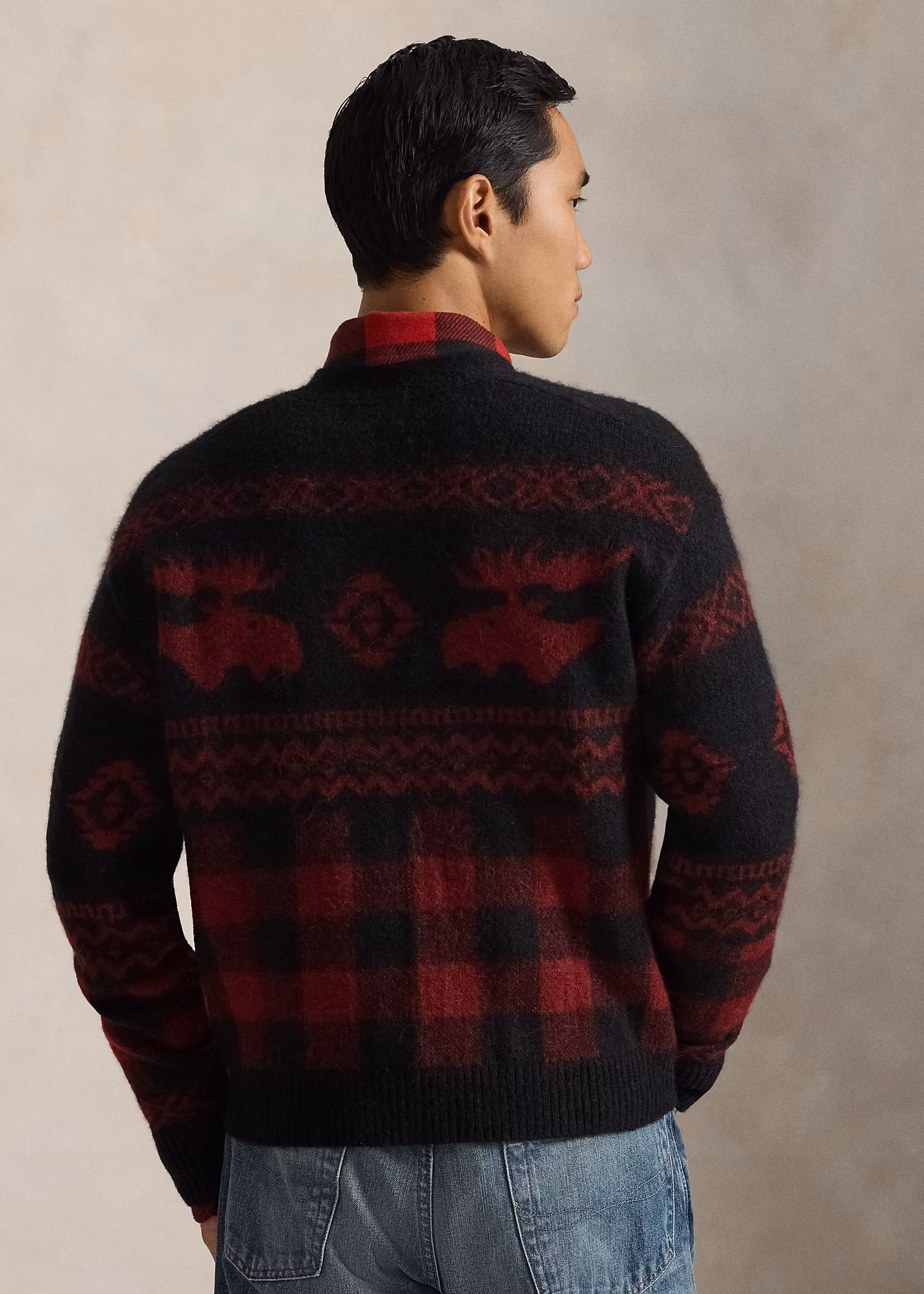 Buffalo-Karo-Strickjacke mit Elchgrafik - RALPH LAUREN OUTLET