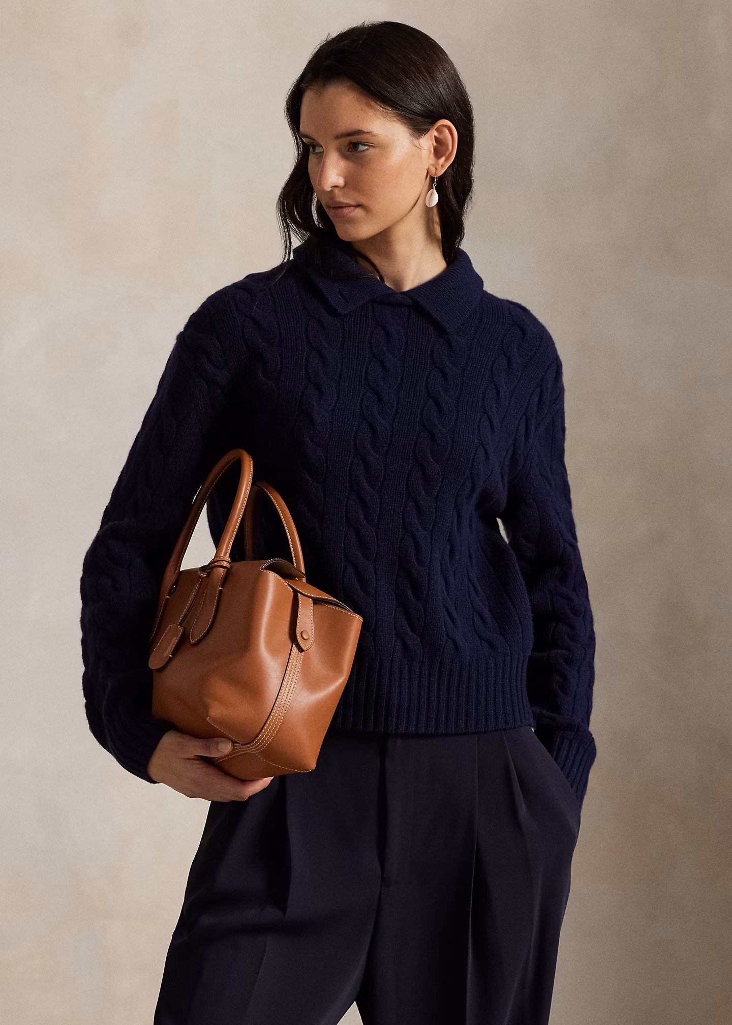 Polo-Pullover mit Zopfmuster - RALPH LAUREN OUTLET