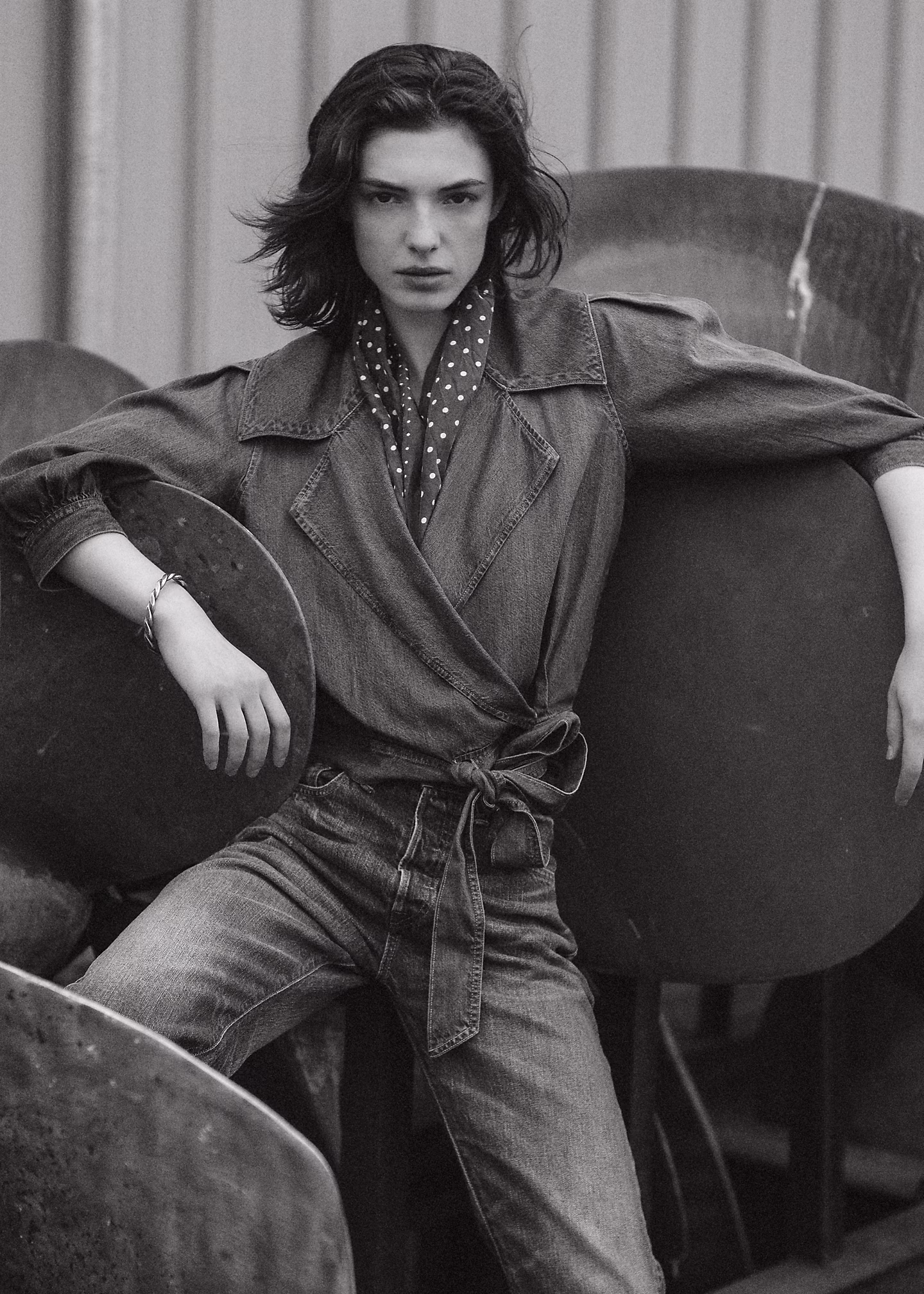 Denim-Wickelbluse in Indigo - RALPH LAUREN OUTLET