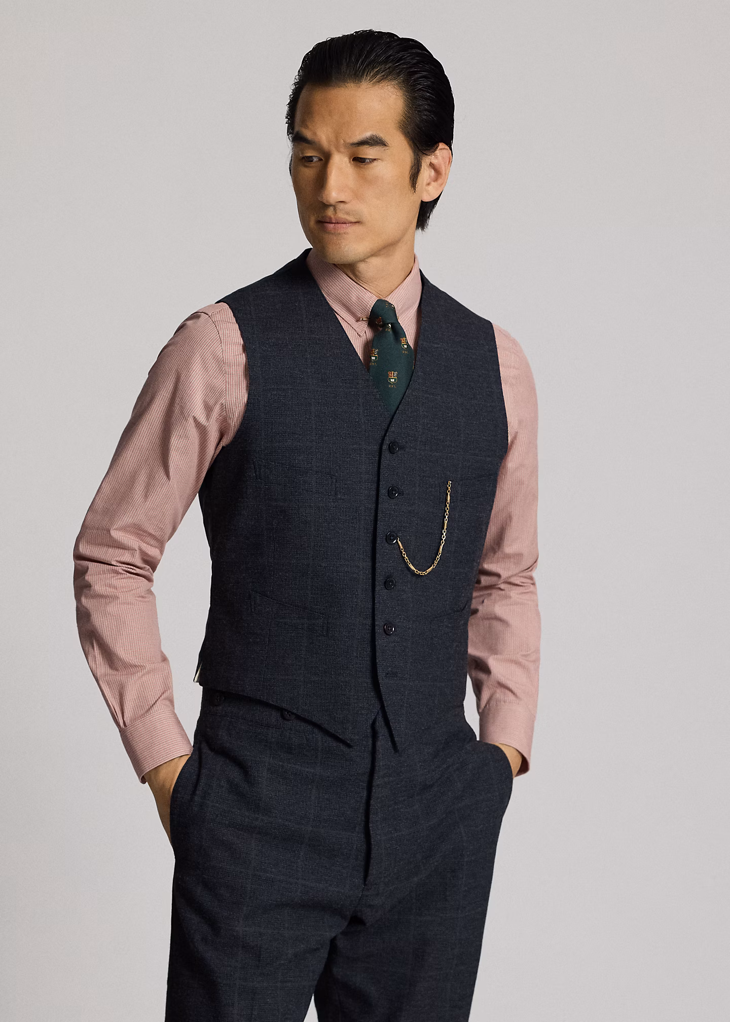 Karierte Fischgrat-Weste in Indigo - RALPH LAUREN OUTLET