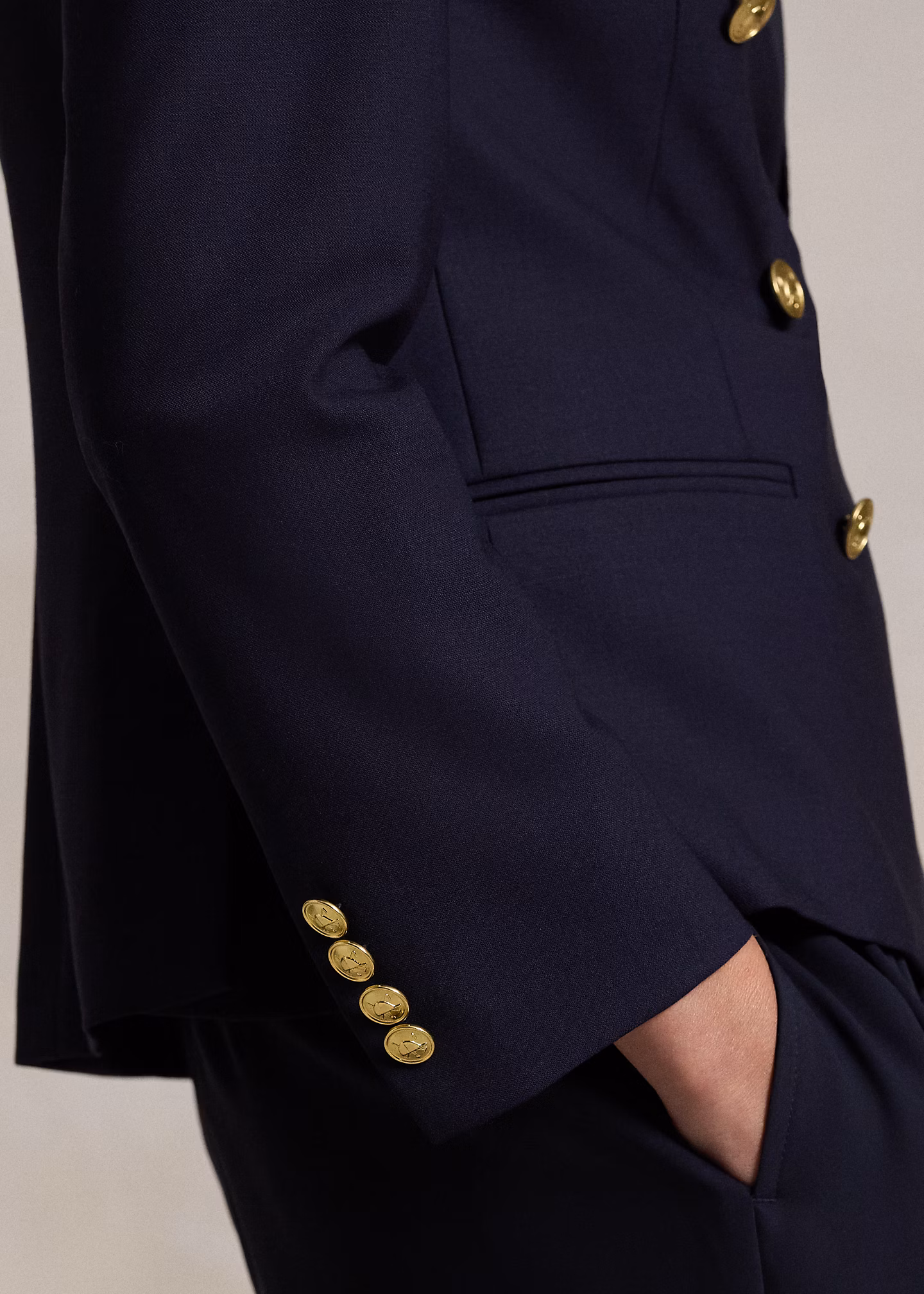 Zweireihiger kurzer Stretchwollblazer - RALPH LAUREN OUTLET