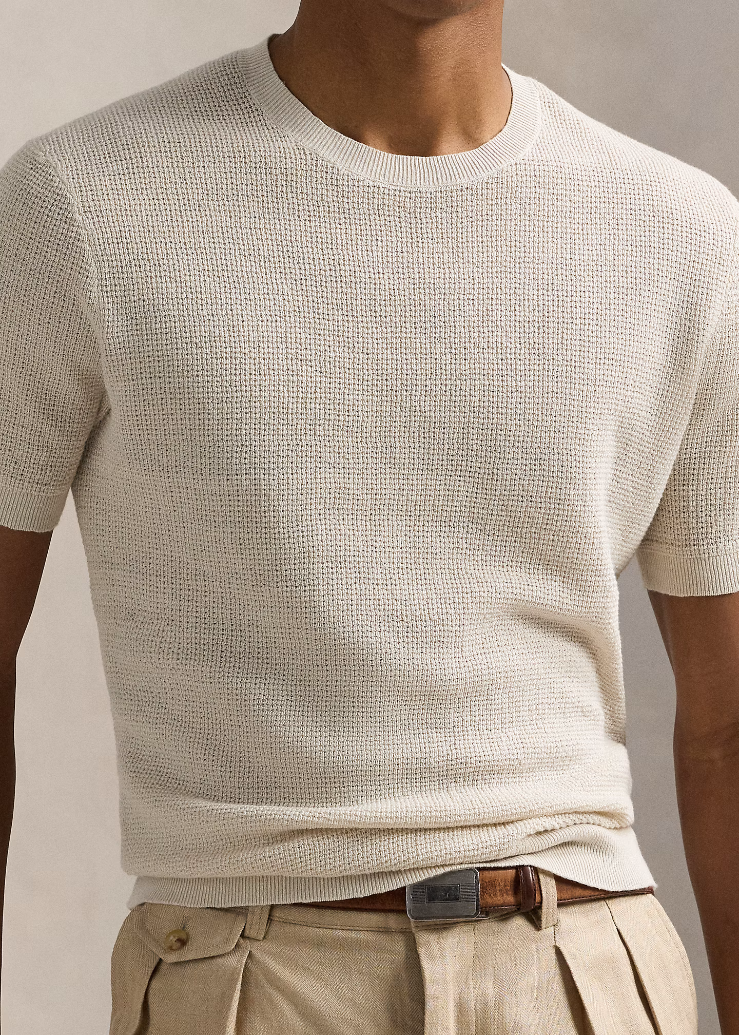 Strukturierter Leinen-Kurzarmpullover - RALPH LAUREN OUTLET