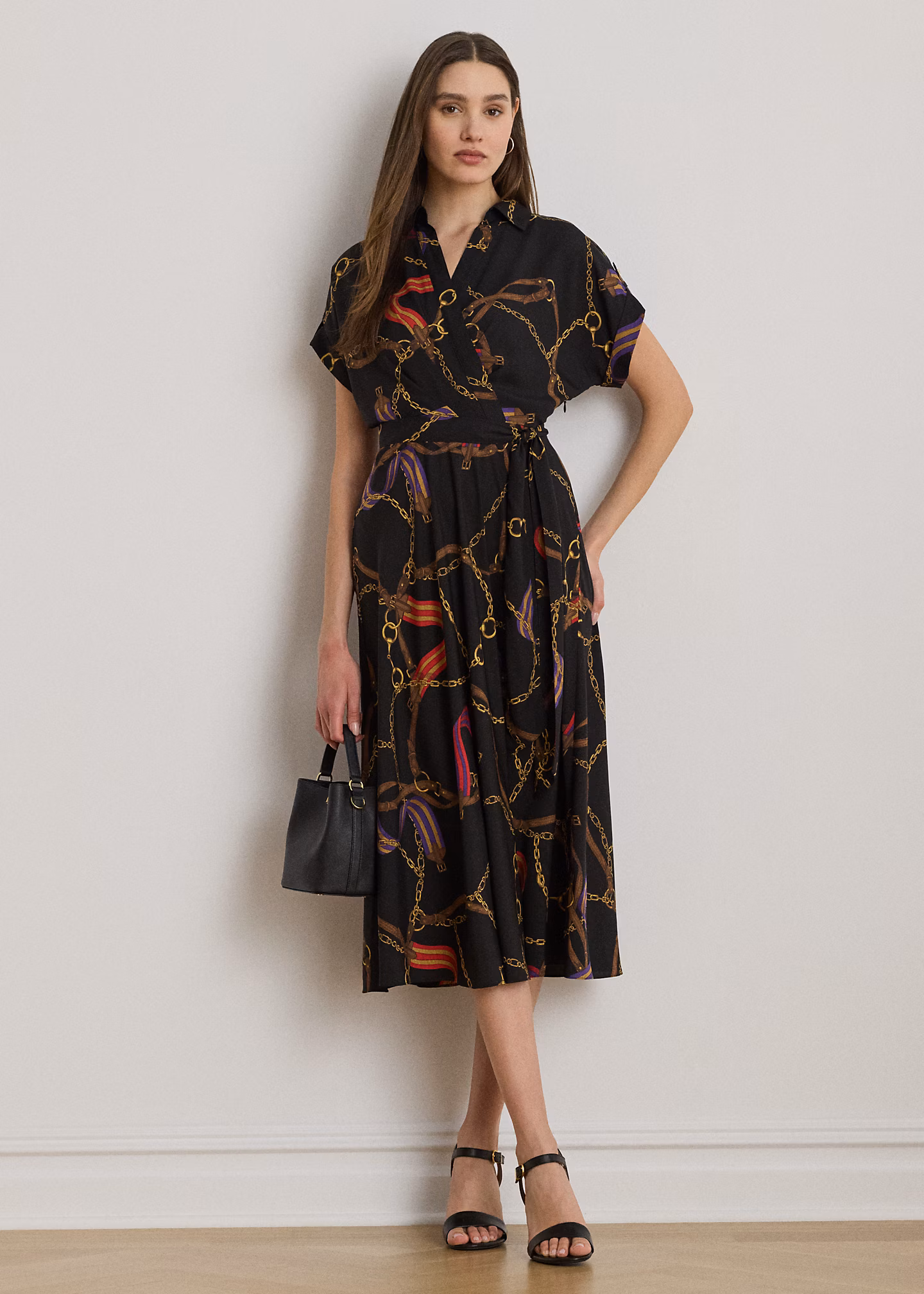 Crêpekleid mit Gürtel und Gürteldruck - RALPH LAUREN OUTLET