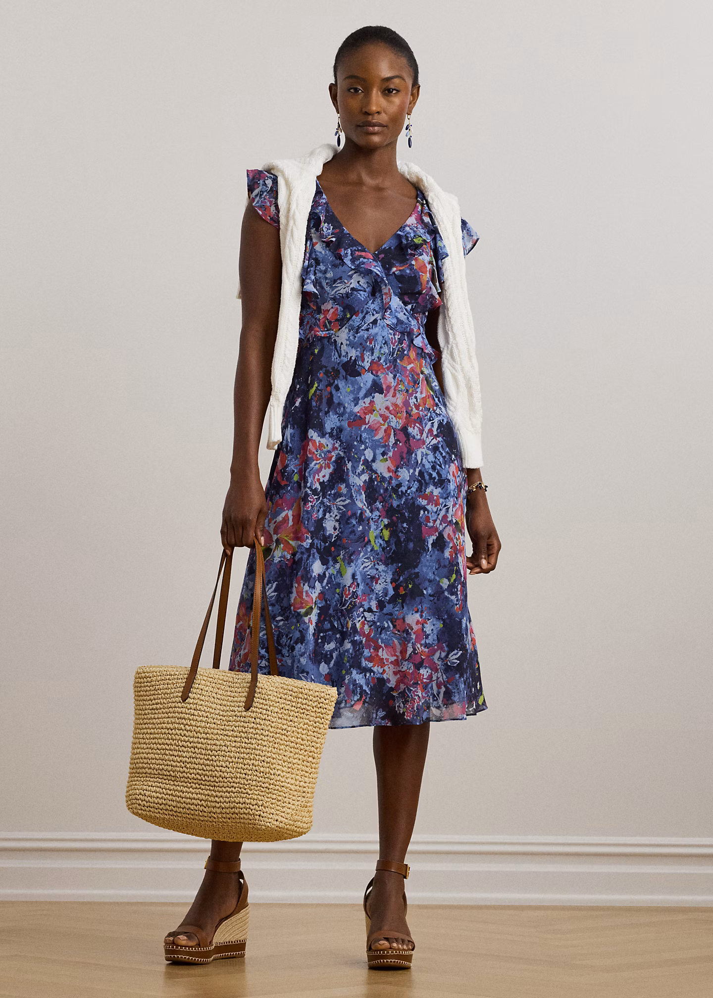 Georgette-Midikleid mit Rüschenbesatz - RALPH LAUREN OUTLET