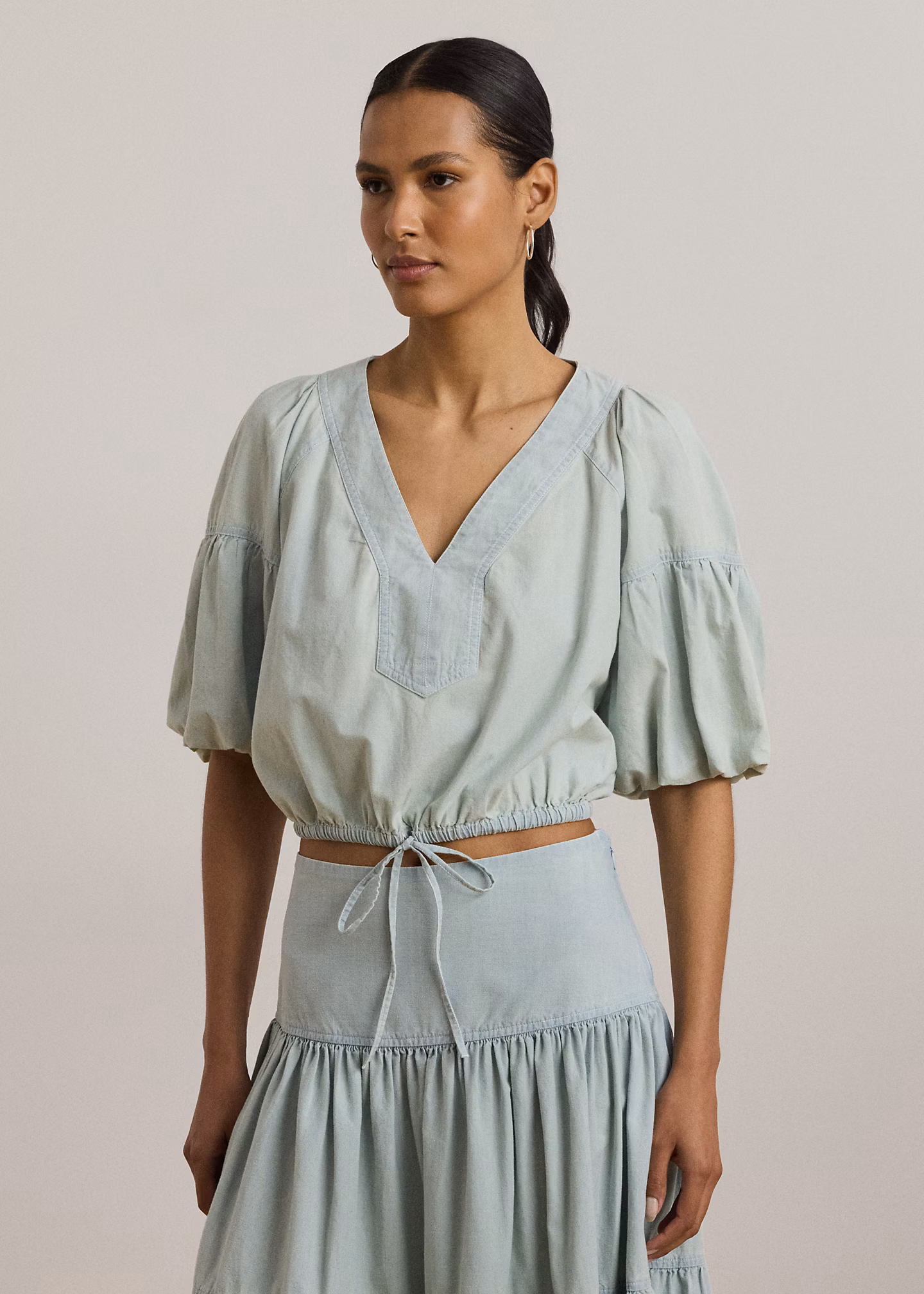 Verkürzte Bluse mit Ballonärmeln - RALPH LAUREN OUTLET