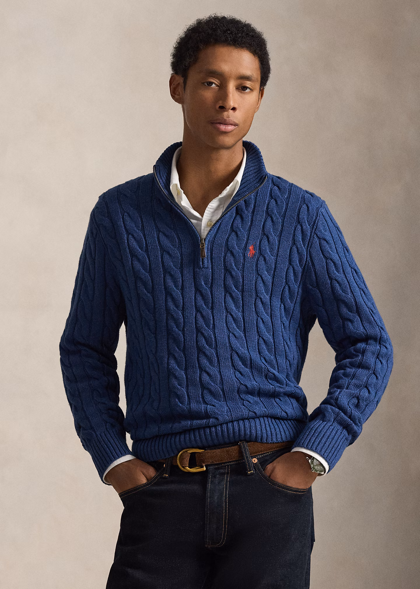 Baumwollpullover mit Zopfmuster - RALPH LAUREN OUTLET