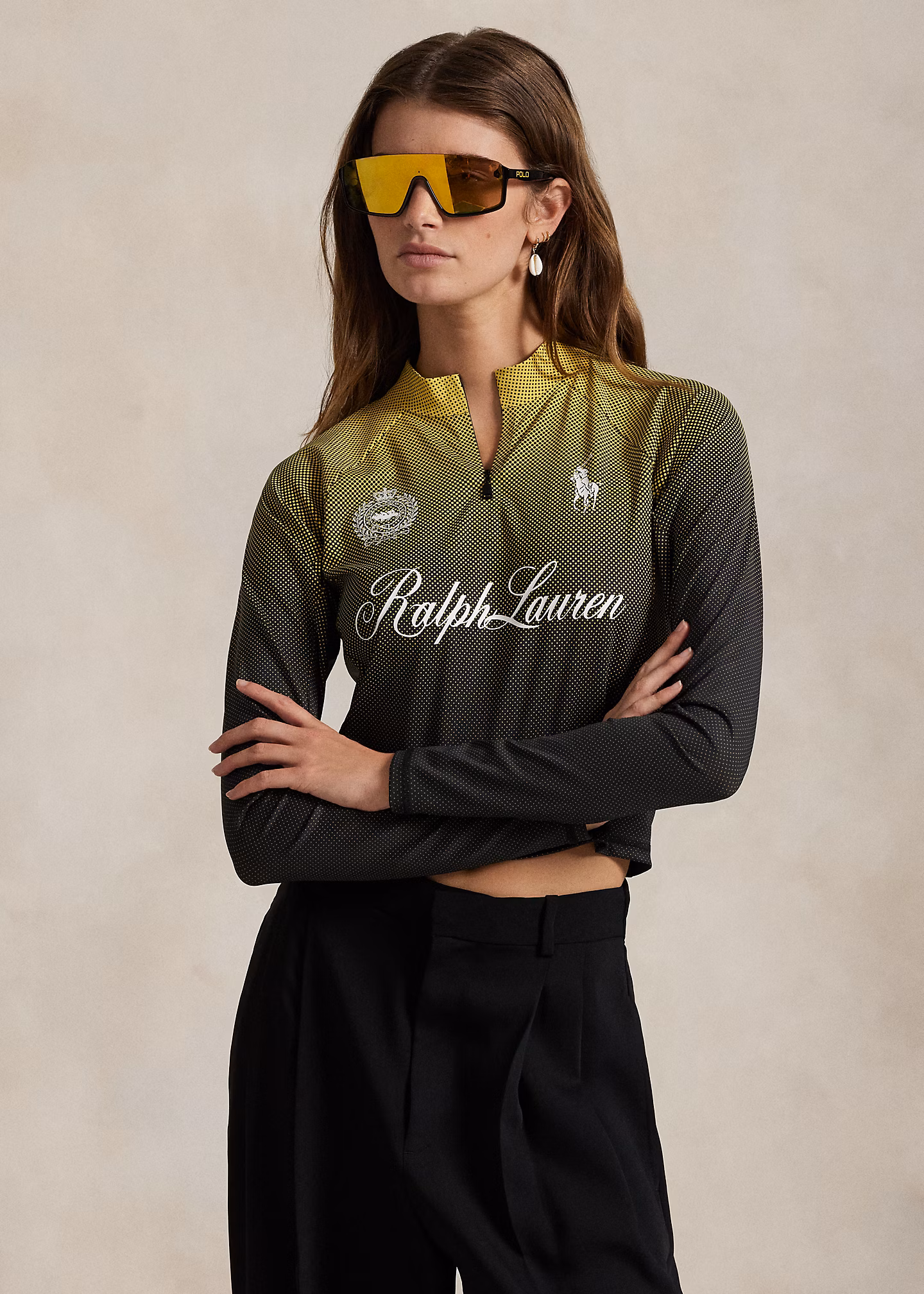 Kurzes Grafik-Shirt mit Reißverschluss - RALPH LAUREN OUTLET