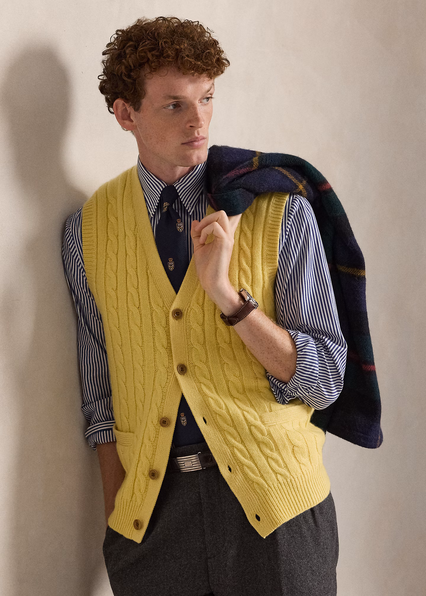 Woll-Kaschmir-Pullunder mit Zopfmuster - RALPH LAUREN OUTLET