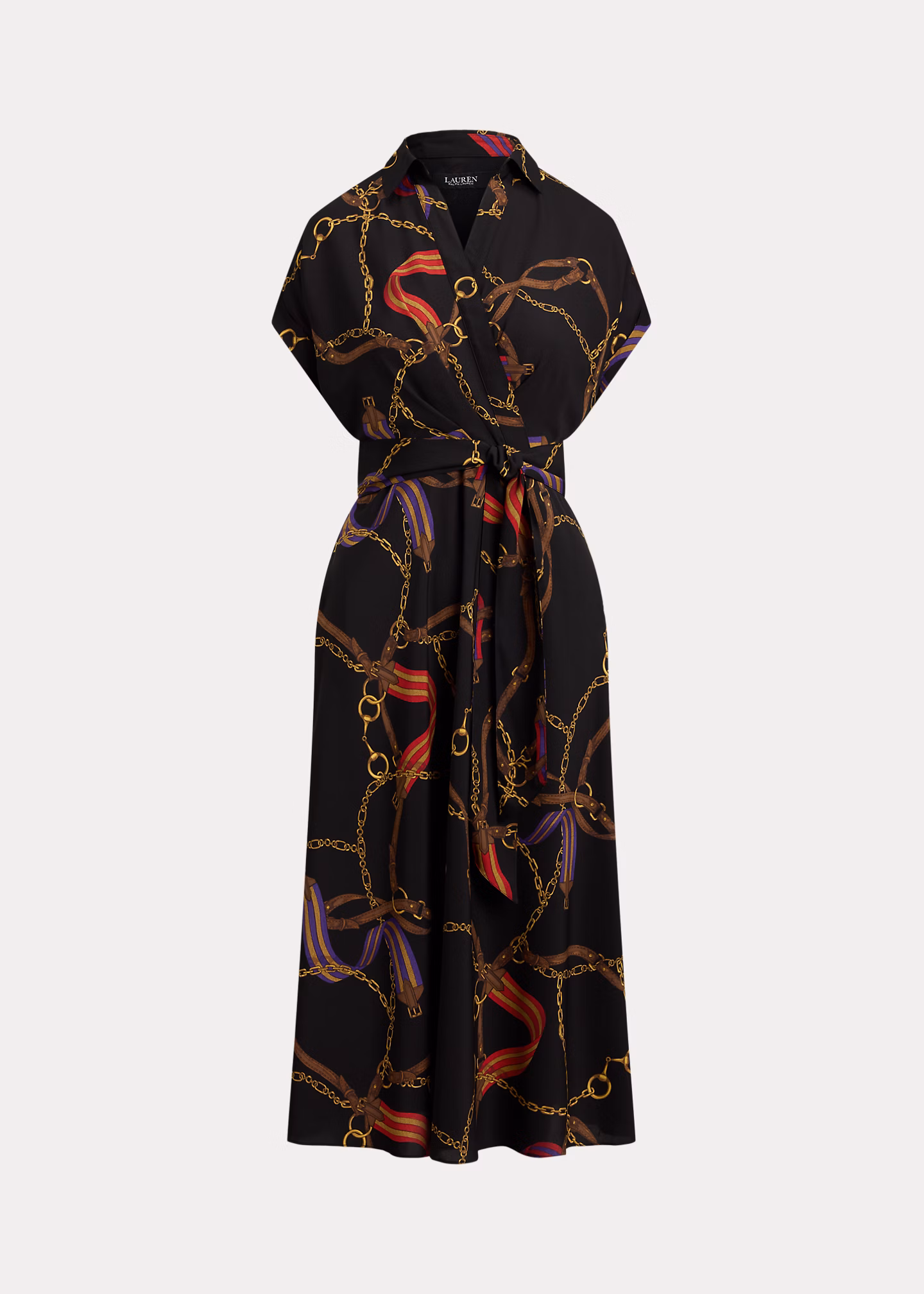 Crêpekleid mit Gürtel und Gürteldruck - RALPH LAUREN OUTLET