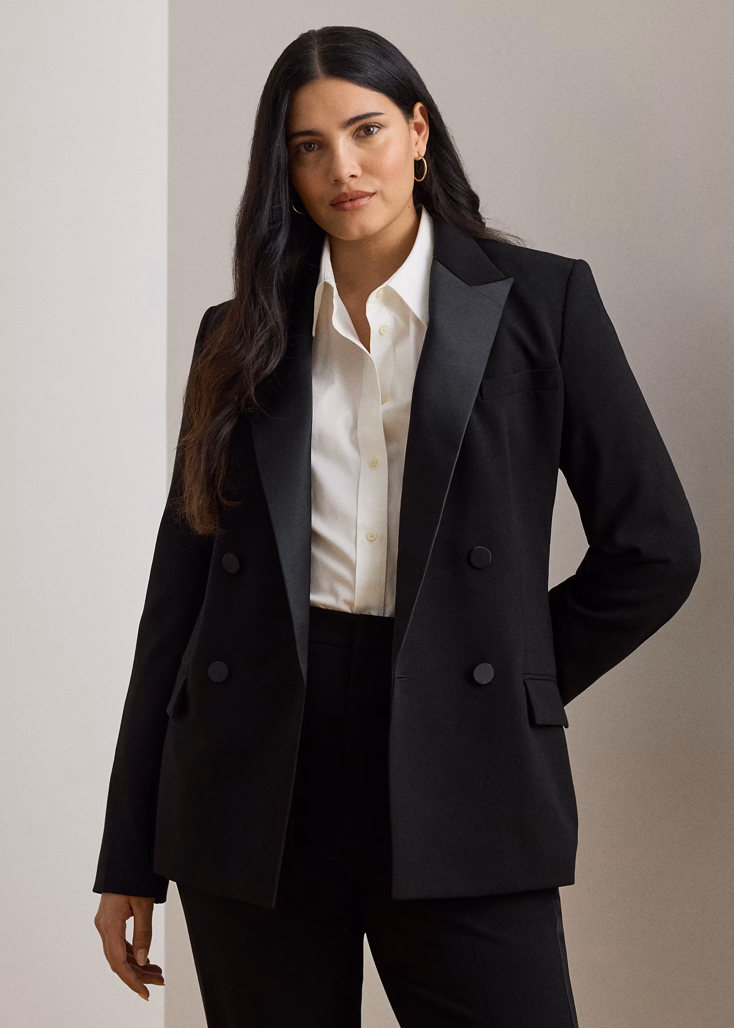 Zweireihiger Blazer mit Satinbesatz - RALPH LAUREN OUTLET