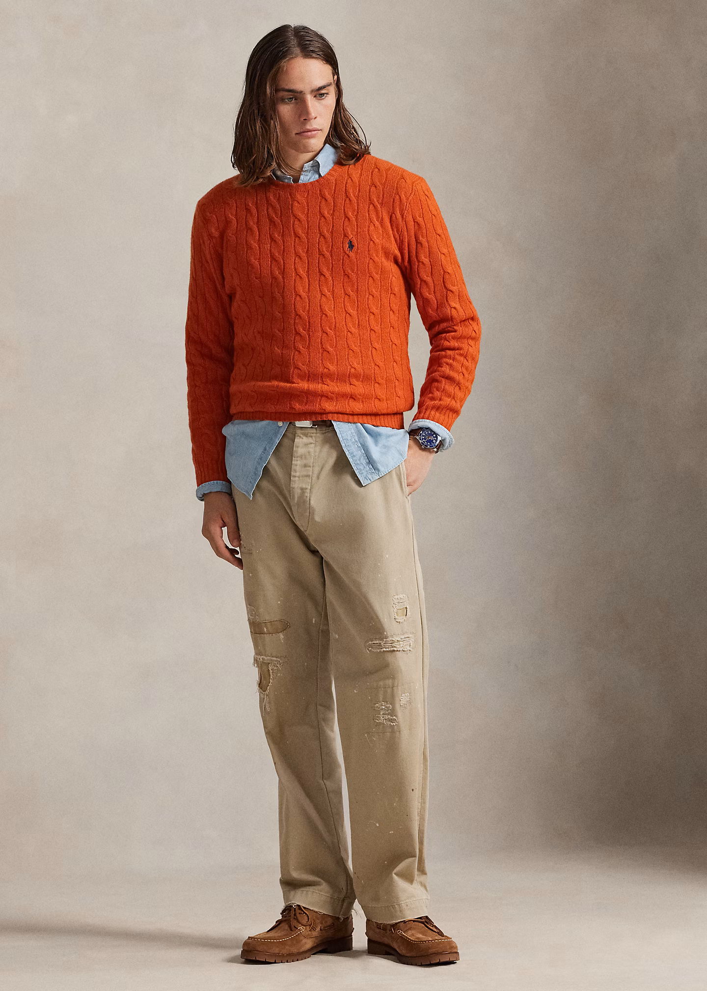 Woll-Kaschmir-Pullover mit Zopfmuster - RALPH LAUREN OUTLET