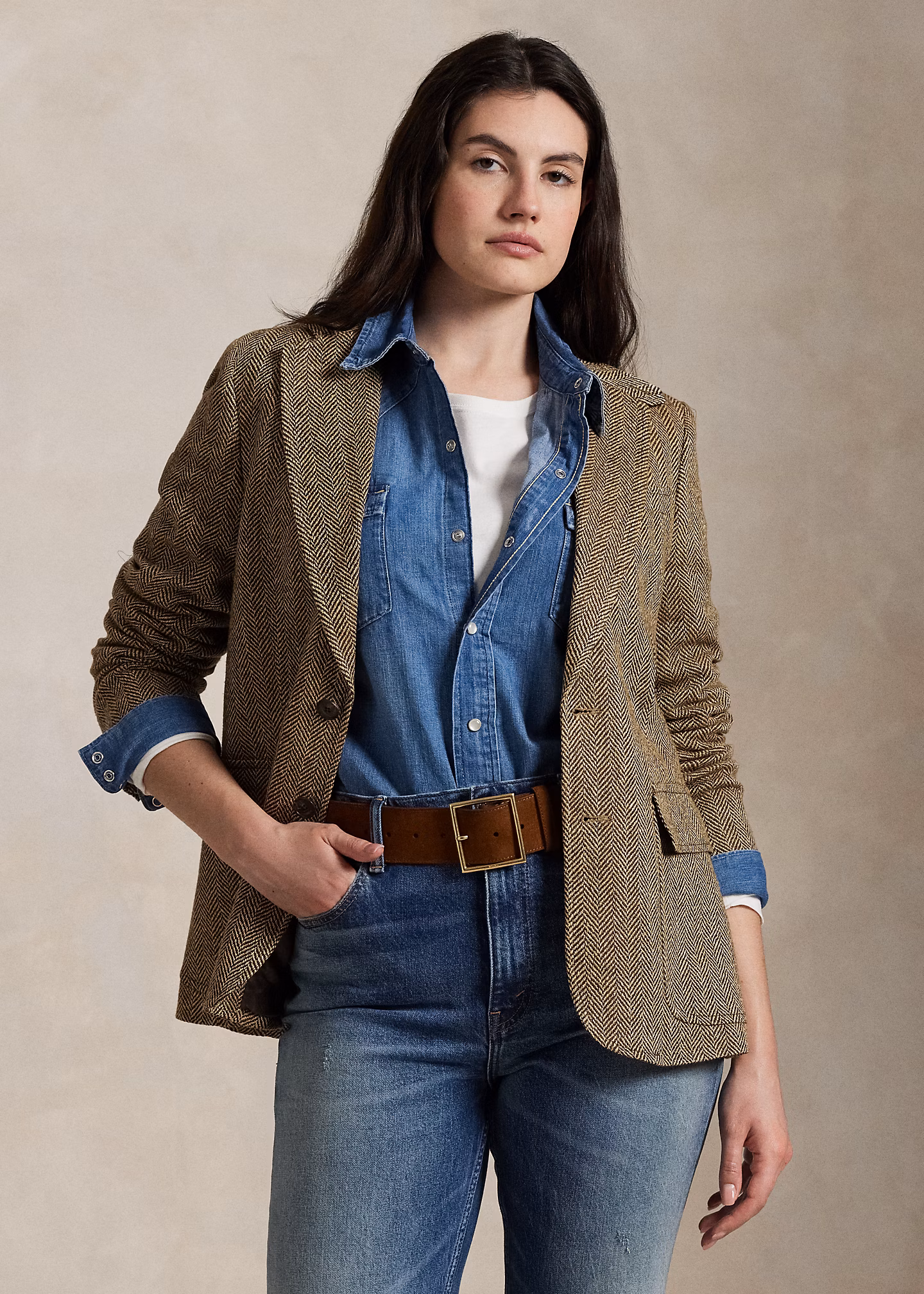 Einreihiger Blazer mit Fischgratmuster - RALPH LAUREN OUTLET